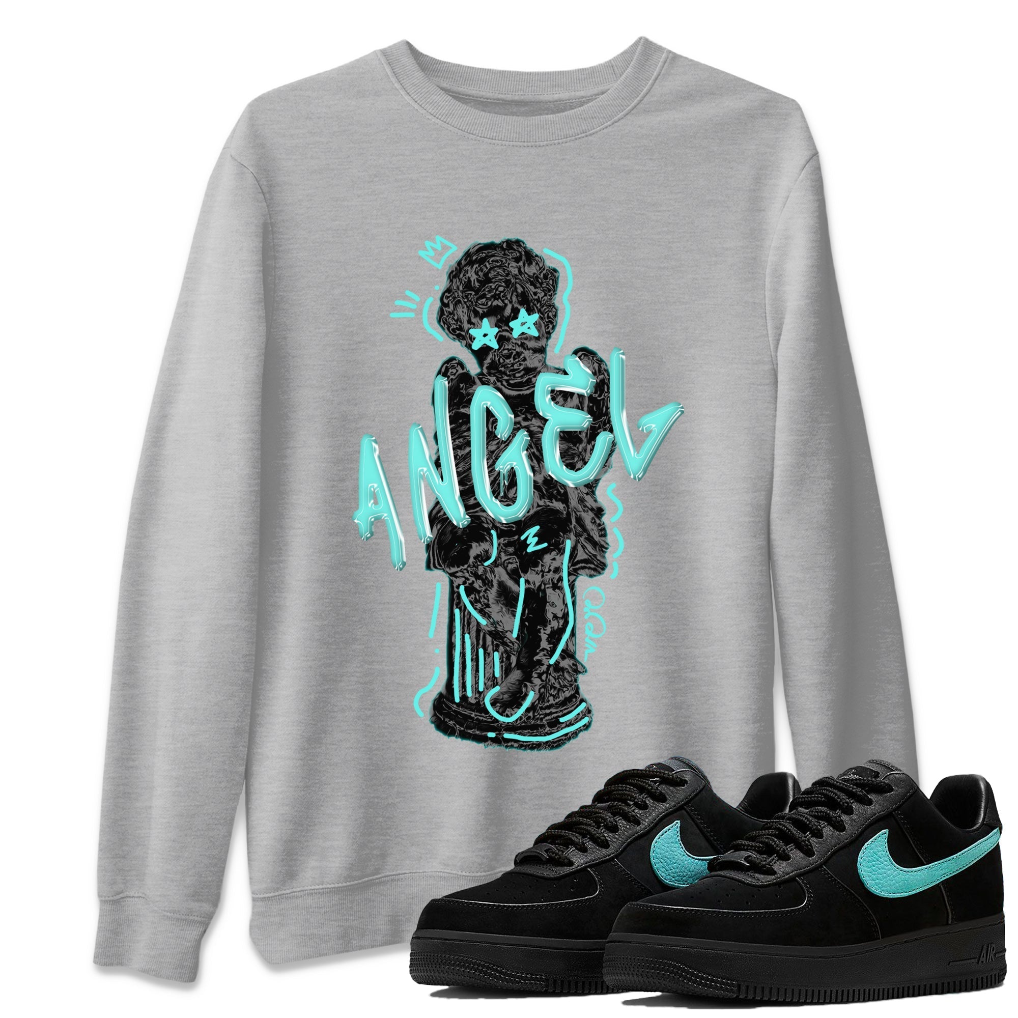 Air Force 1 Tiffany Shirt To Match Jordans Baby Angel Sneaker Tees Nike Tiffany AF1Drip Gear Zone Sneaker Matching Clothing Unisex Shirts Heather Grey 1