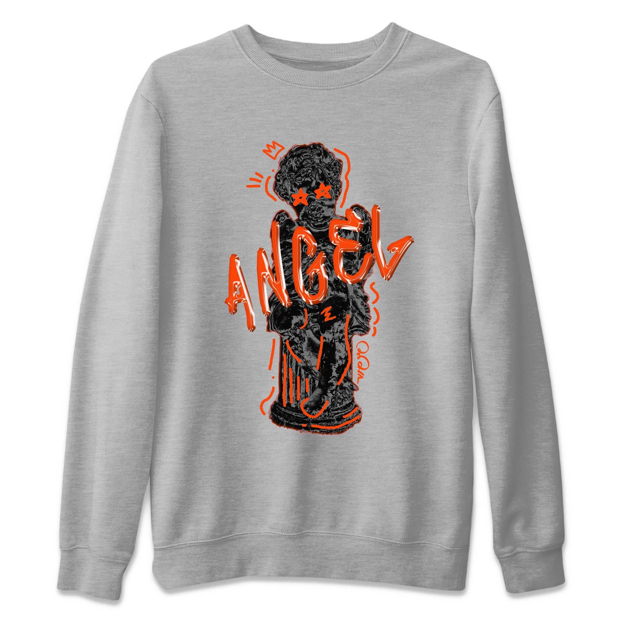 Air Jordan 12 Brilliant Orange Sneaker Match Tees Baby Angel Streetwear Sneaker Shirt AJ12 Brilliant Orange Sneaker Release Tees Unisex Shirts Heather Grey 2