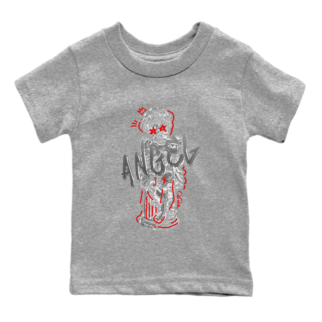 Air Jordan 13 Wolf Grey Sneaker Match Tees Baby Angel Streetwear Sneaker Shirt AJ13 Wolf Grey Sneaker Release Tees Kids Shirts Heather Grey 2