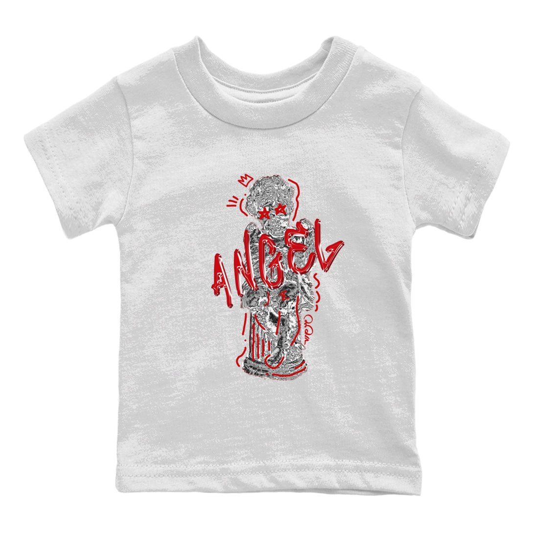 Air Jordan 4 Red Cement Sneaker Match Tees Baby Angel Streetwear Sneaker Shirt AJ4 Retro OG Red Cement Sneaker Release Tees Kids Shirts White 2