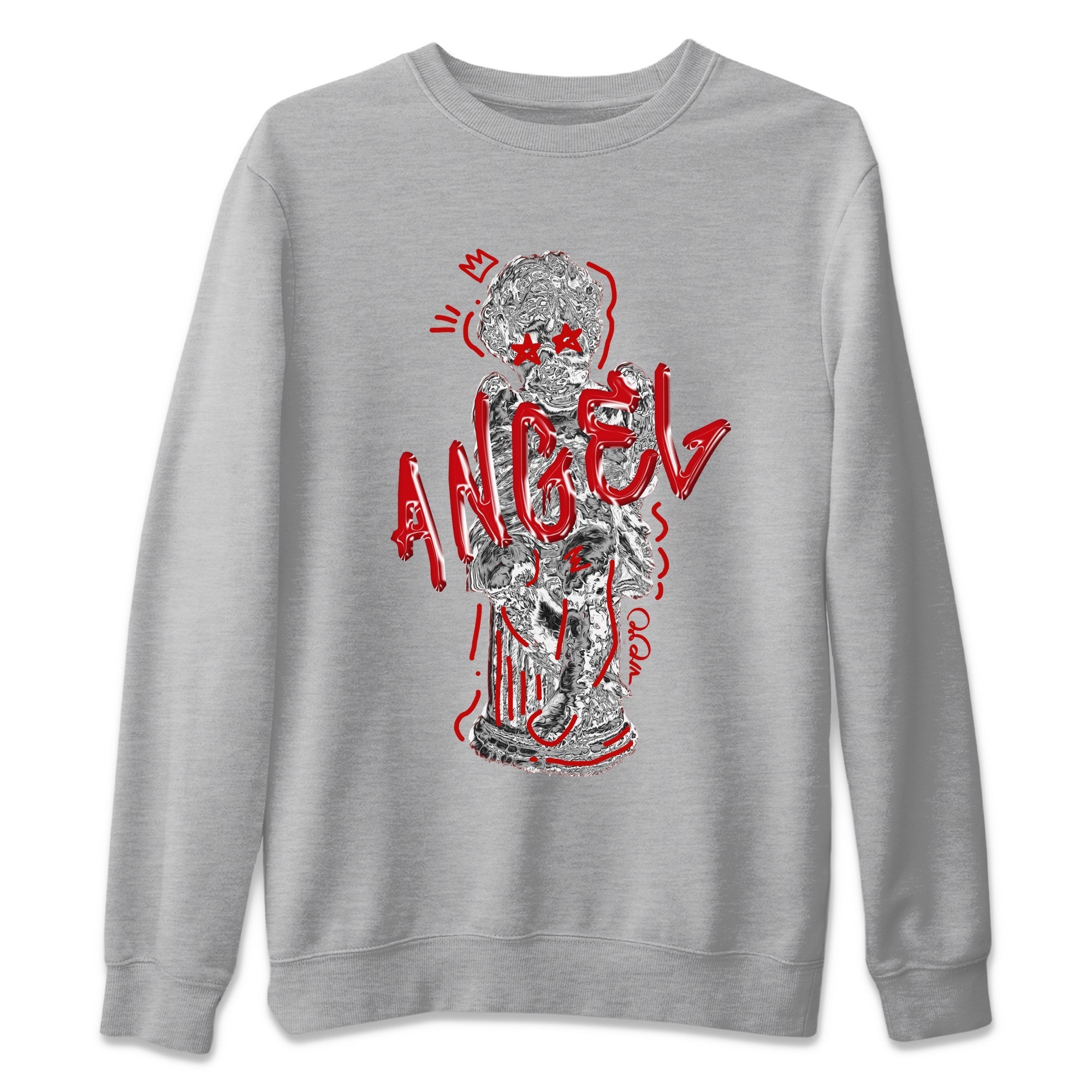 Air Jordan 4 Red Cement Sneaker Match Tees Baby Angel Streetwear Sneaker Shirt AJ4 Retro OG Red Cement Sneaker Release Tees Unisex Shirts Heather Grey 2