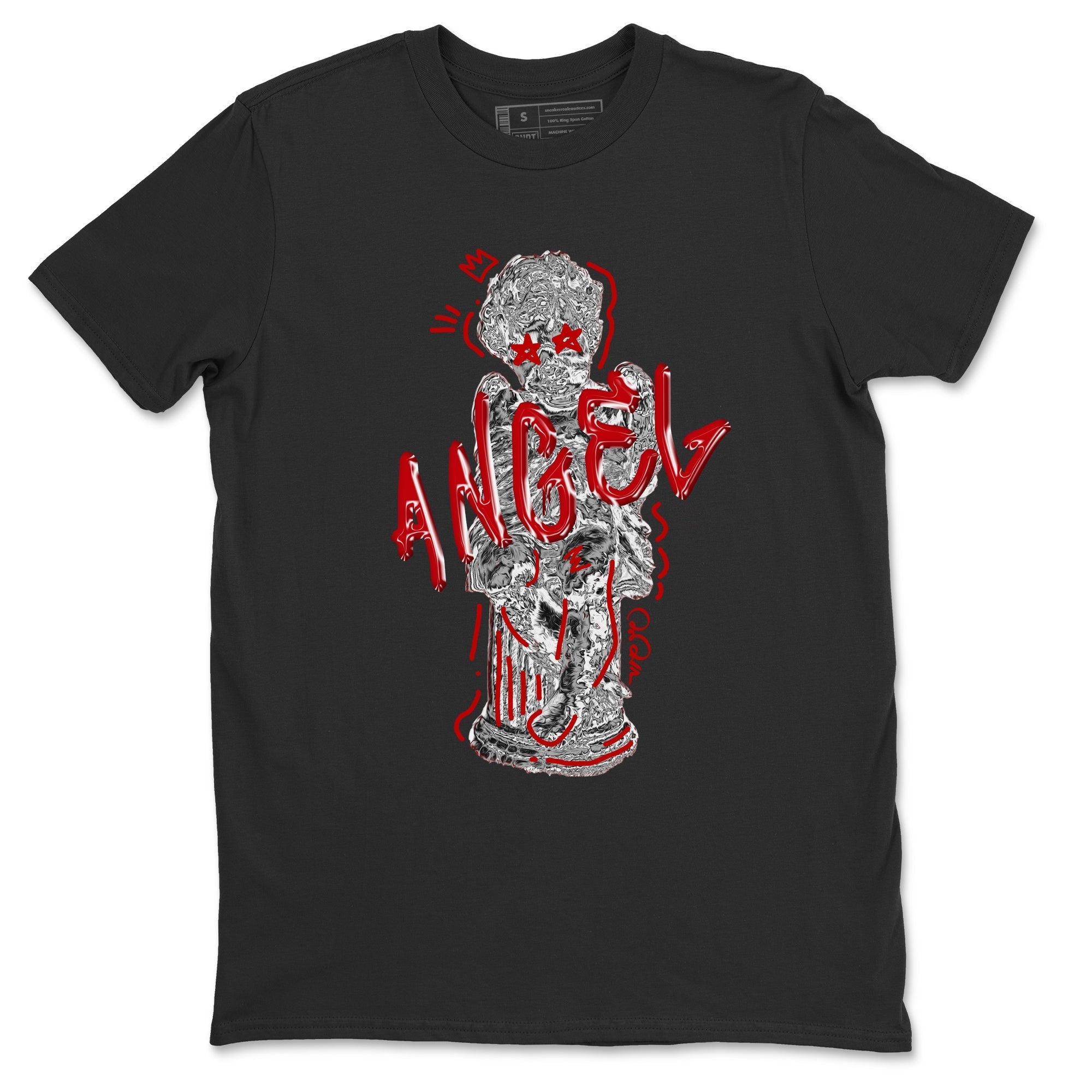 Air Jordan 4 Red Cement Sneaker Match Tees Baby Angel Streetwear Sneaker Shirt AJ4 Retro OG Red Cement Sneaker Release Tees Unisex Shirts Black 2