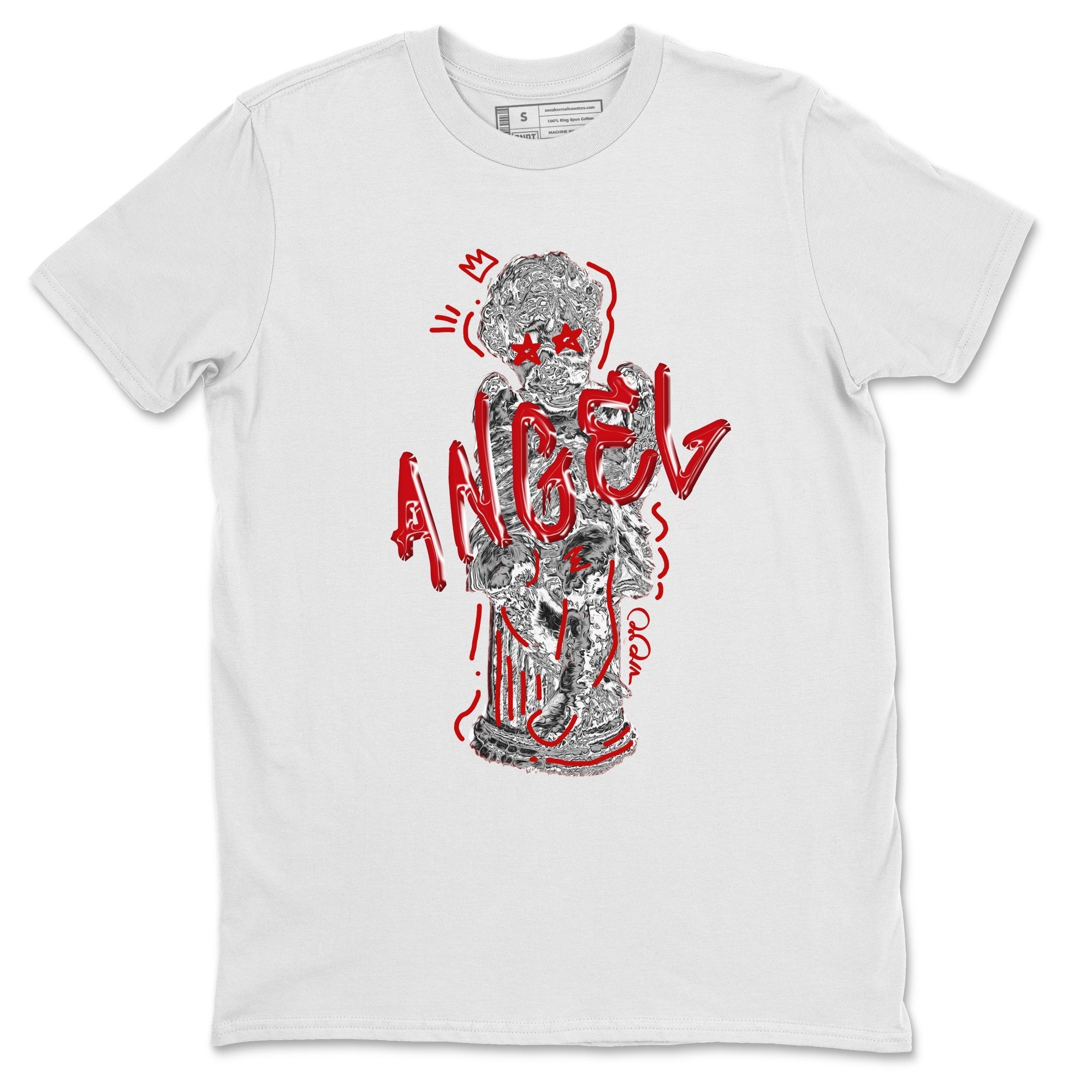 Air Jordan 4 Red Cement Sneaker Match Tees Baby Angel Streetwear Sneaker Shirt AJ4 Retro OG Red Cement Sneaker Release Tees Unisex Shirts White 2