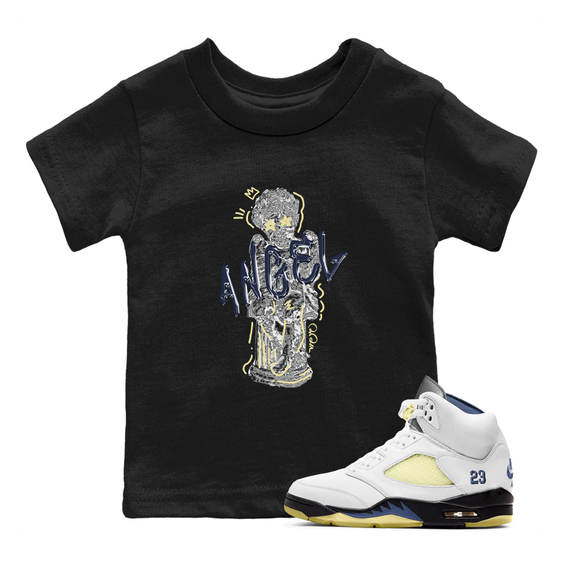 Air Jordan 5 A Ma Maniere x Photon Dust shirt to match jordans Baby Angel sneaker tees Jordan 5 A Ma Maniere "Dawn" Drip Gear Zone Baby Toddler Black 1 T-Shirt