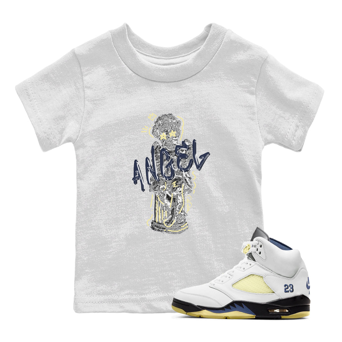 Air Jordan 5 A Ma Maniere x Photon Dust shirt to match jordans Baby Angel sneaker tees Jordan 5 A Ma Maniere "Dawn" Drip Gear Zone Baby Toddler White 1 T-Shirt