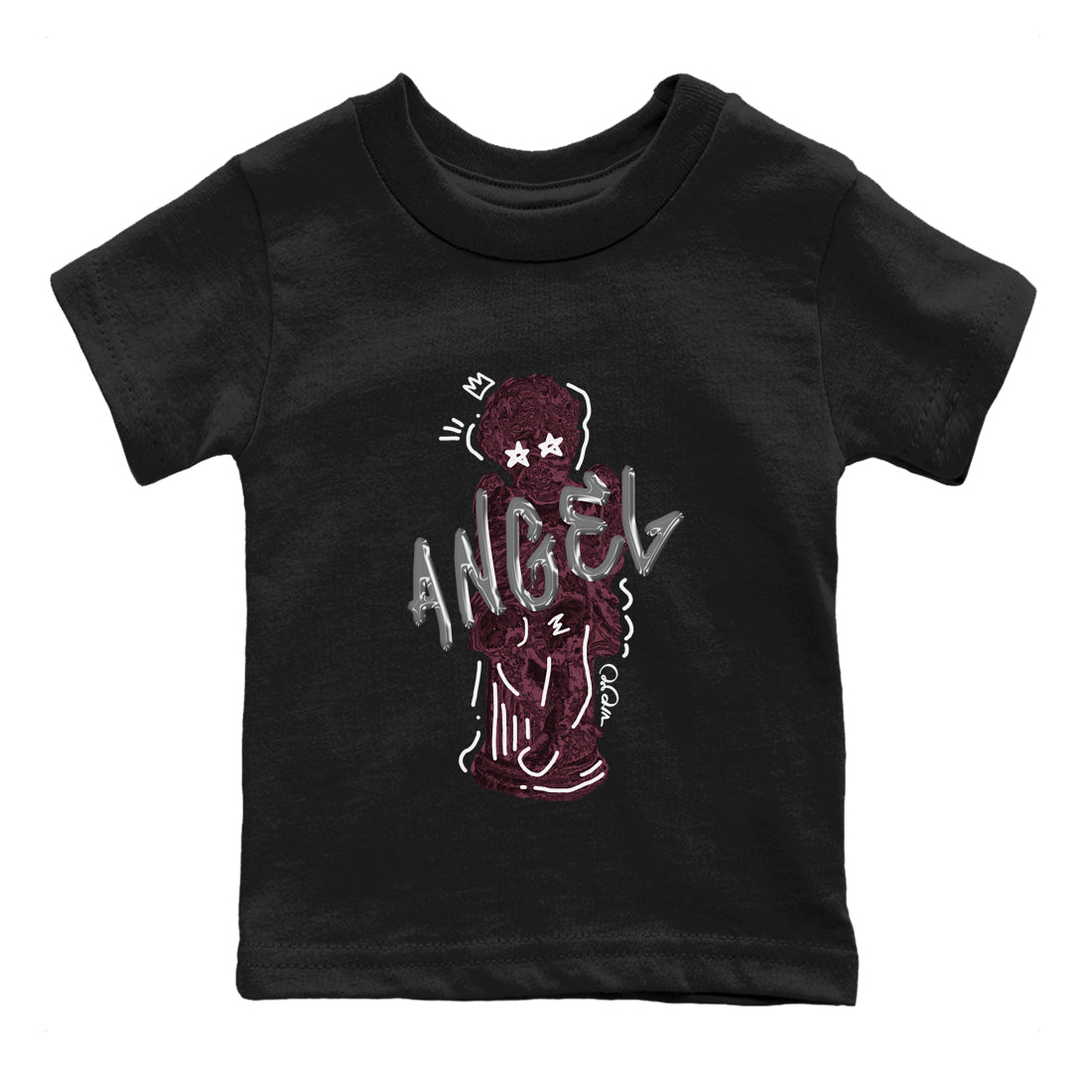 Air Jordan 5 Burgundy Sneaker Match Tees Baby Angel Streetwear Sneaker Shirt AJ5 Burgundy Sneaker Release Tees Kids Shirts Black 2