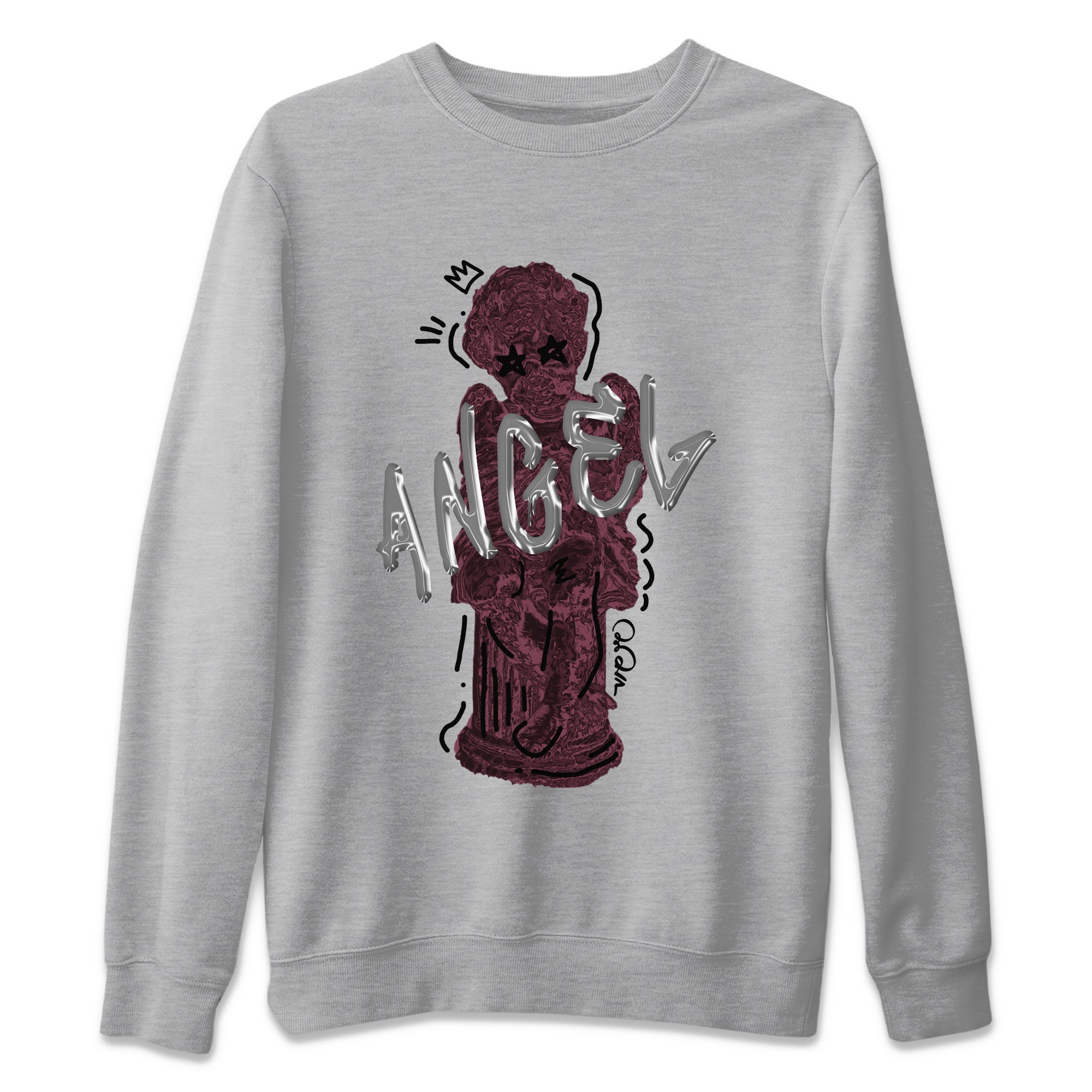 Air Jordan 5 Burgundy Sneaker Match Tees Baby Angel Streetwear Sneaker Shirt AJ5 Burgundy Sneaker Release Tees Unisex Shirts Heather Grey 2