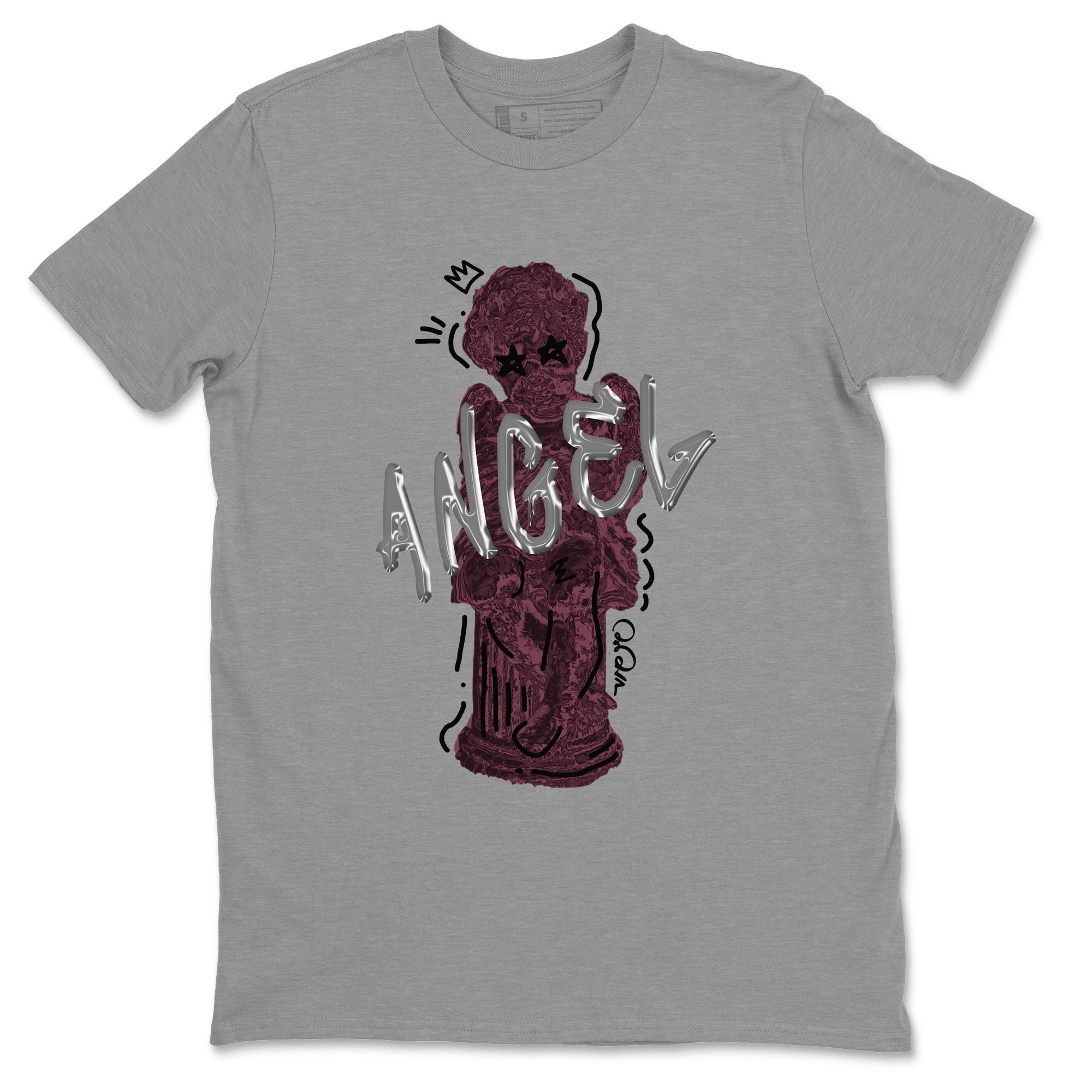 Air Jordan 5 Burgundy Sneaker Match Tees Baby Angel Streetwear Sneaker Shirt AJ5 Burgundy Sneaker Release Tees Unisex Shirts Heather Grey 2