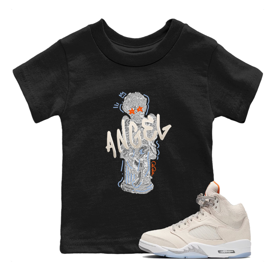 Air Jordan 5 Craft Sneaker Match Tees Baby Angel Streetwear Sneaker Shirt AJ5 SE Craft Sneaker Release Tees Kids Shirts Black 1