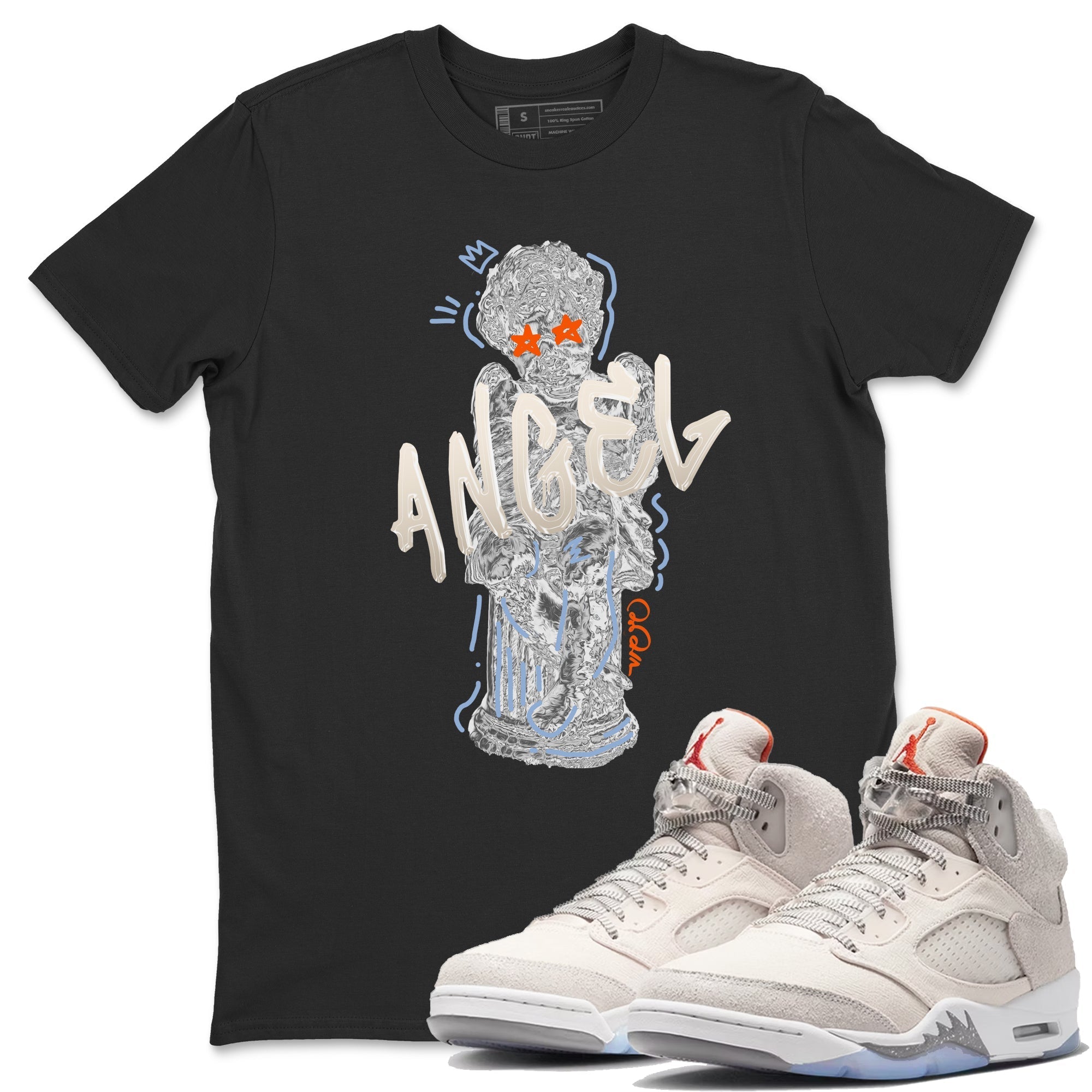 Air Jordan 5 Craft Sneaker Match Tees Baby Angel Streetwear Sneaker Shirt AJ5 SE Craft Sneaker Release Tees Unisex Shirts Black 1