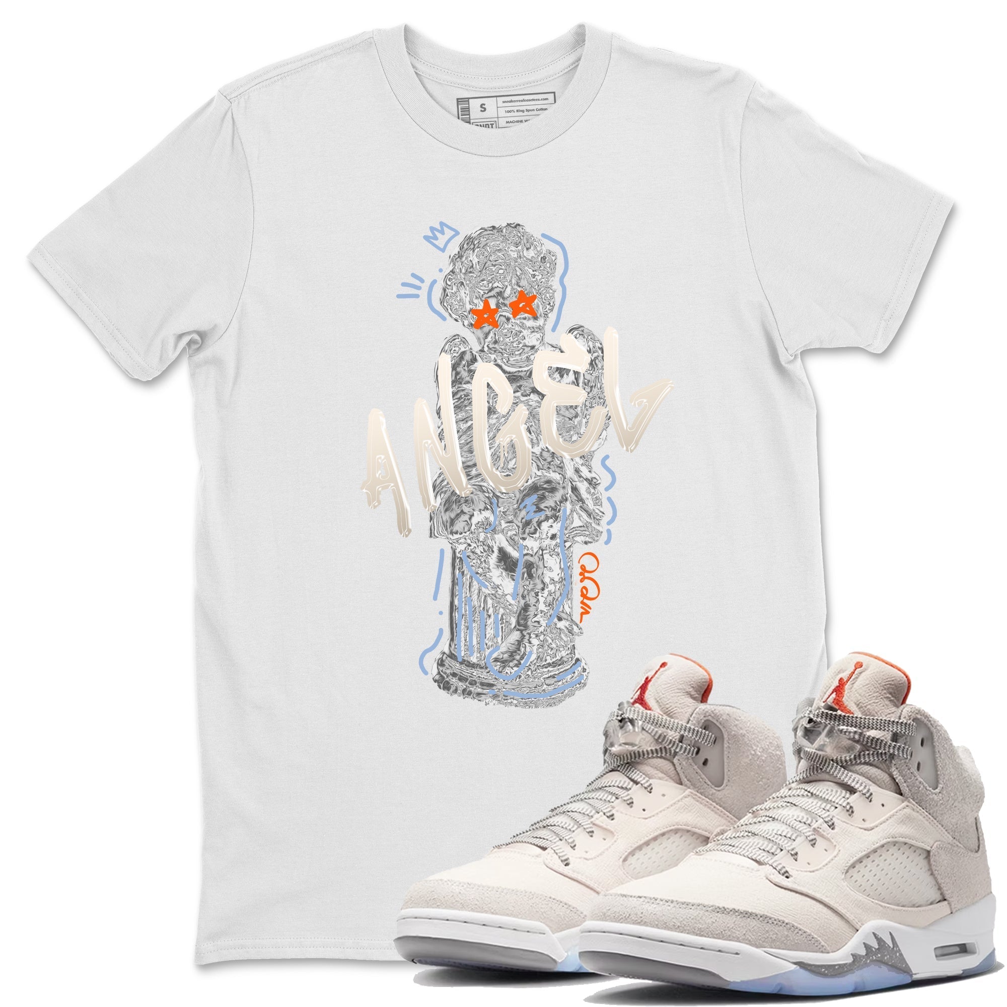 Air Jordan 5 Craft Sneaker Match Tees Baby Angel Streetwear Sneaker Shirt AJ5 SE Craft Sneaker Release Tees Unisex Shirts White 1