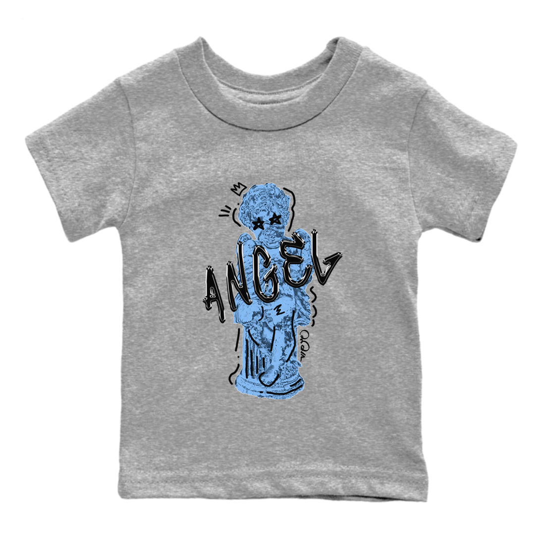 Air Jordan 5 UNC Shirt To Match Jordans Baby Angel Sneaker Tees AJ5 UNC Drip Gear Zone Sneaker Matching Clothing Kids Shirts Heather Grey 2