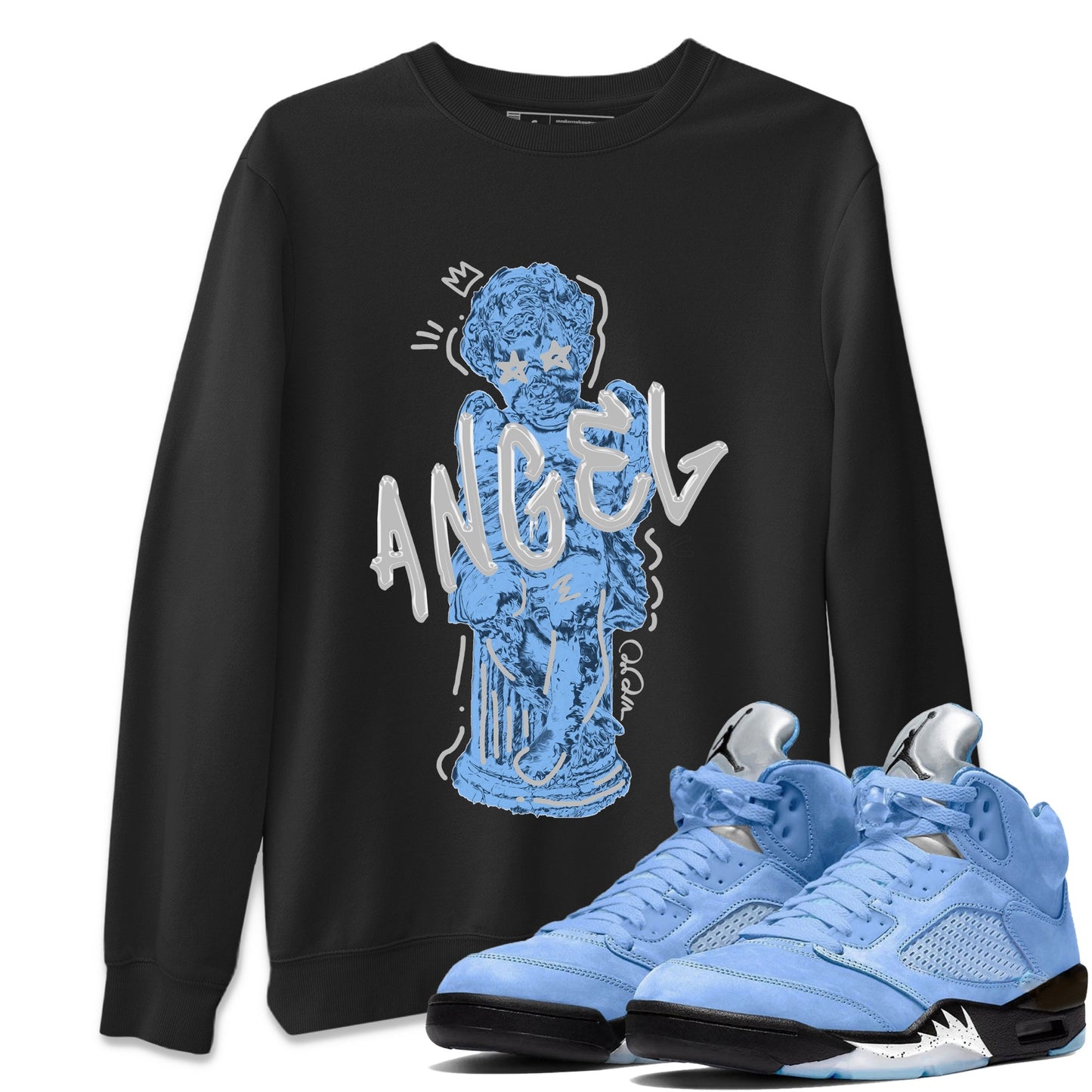 Air Jordan 5 UNC Baby Angel Crew Neck Sneaker Tees Air Jordan 5 UNC Sneaker T-Shirts Washing and Care Tip