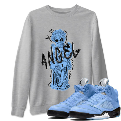 Air Jordan 5 UNC Shirt To Match Jordans Baby Angel Sneaker Tees AJ5 UNC Drip Gear Zone Sneaker Matching Clothing Unisex Shirts Heather Grey 1