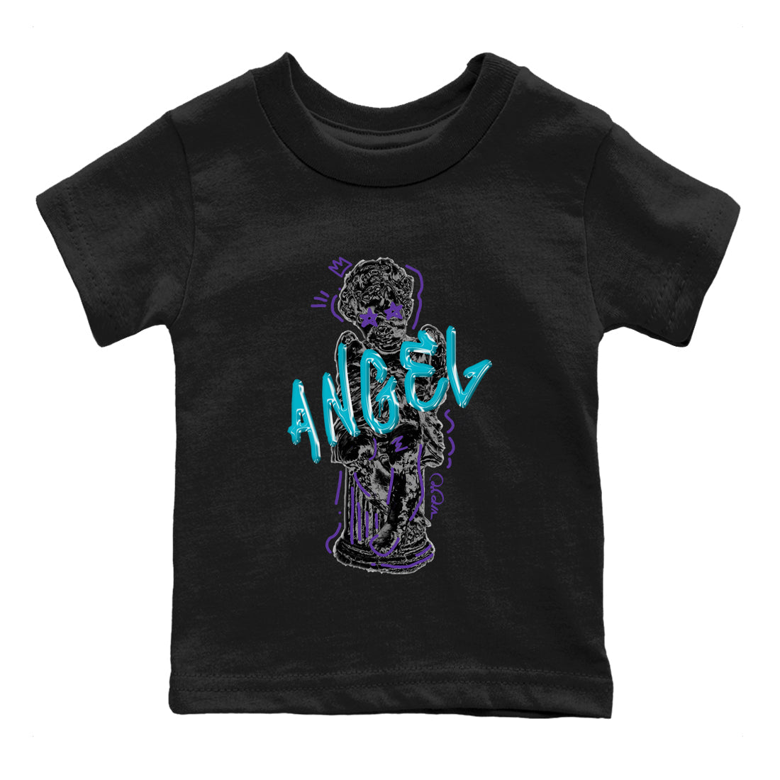 Air Jordan 6 Aqua Sneaker Match Tees Baby Angel Sneaker Tees AJ6 Aqua Sneaker Release Tees Kids Shirts Black 2