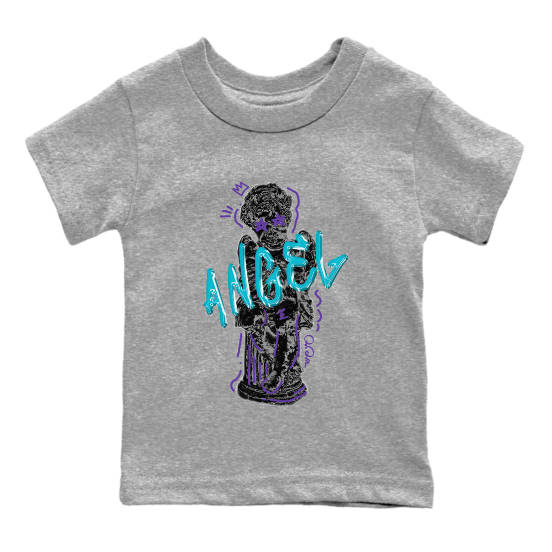 Air Jordan 6 Aqua Sneaker Match Tees Baby Angel Sneaker Tees AJ6 Aqua Sneaker Release Tees Kids Shirts Heather Grey 2