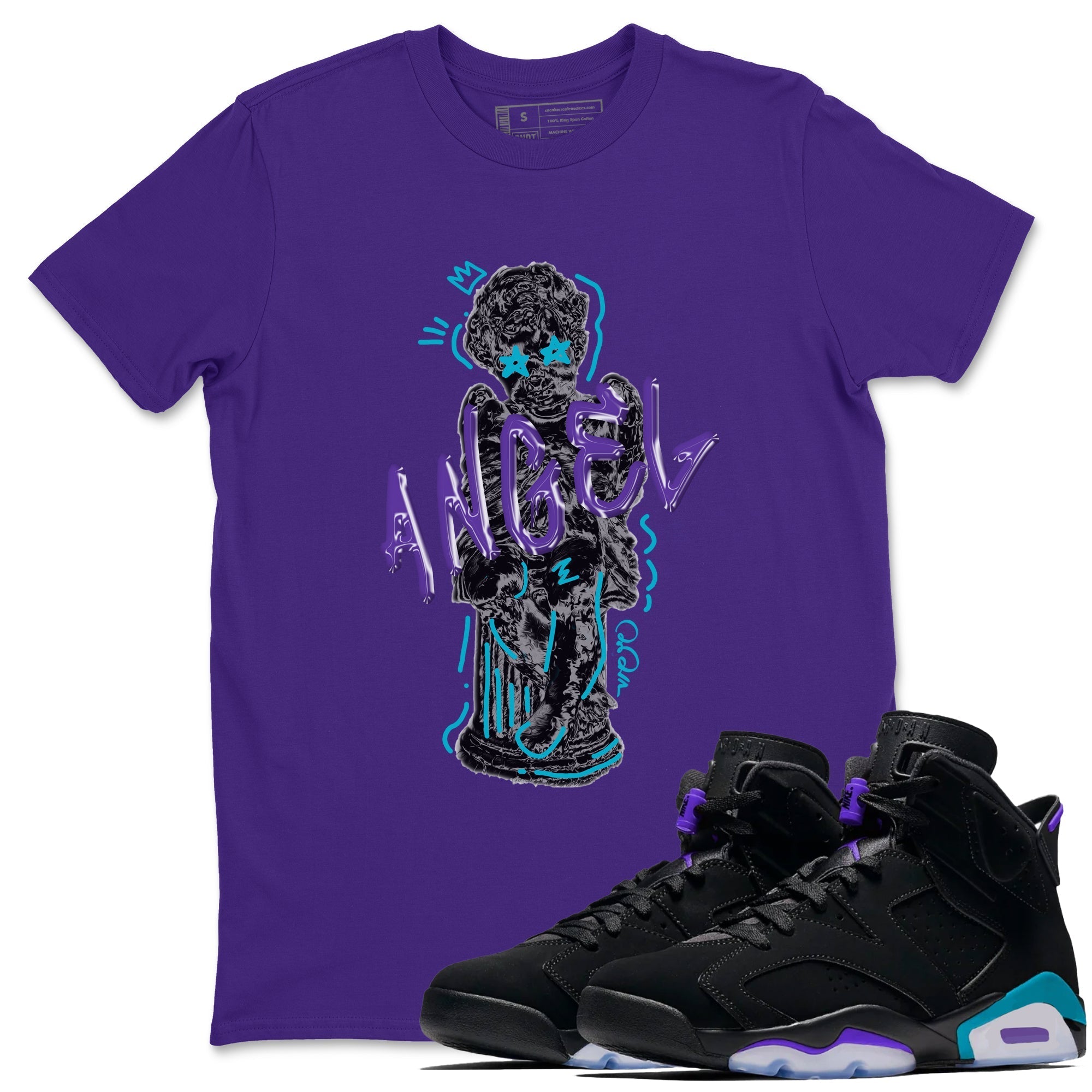 Air Jordan 6 Aqua Sneaker Match Tees Baby Angel Sneaker Tees AJ6 Aqua Sneaker Release Tees Unisex Shirts Purple 1