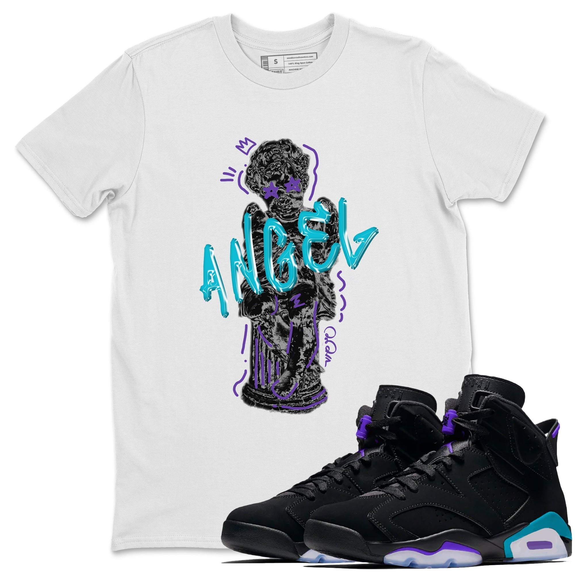 Air Jordan 6 Aqua Sneaker Match Tees Baby Angel Sneaker Tees AJ6 Aqua Sneaker Release Tees Unisex Shirts White 1
