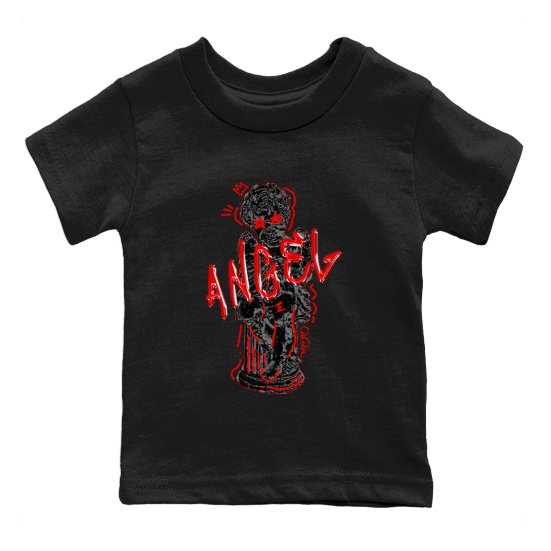 Air Jordan 6 Toro Bravo Sneaker Match Tees Baby Angel Streetwear Sneaker Shirt 3D Graphic Design Shirts AJ6 Toro Bravo Sneaker Release Tees Kids Shirts Black 2