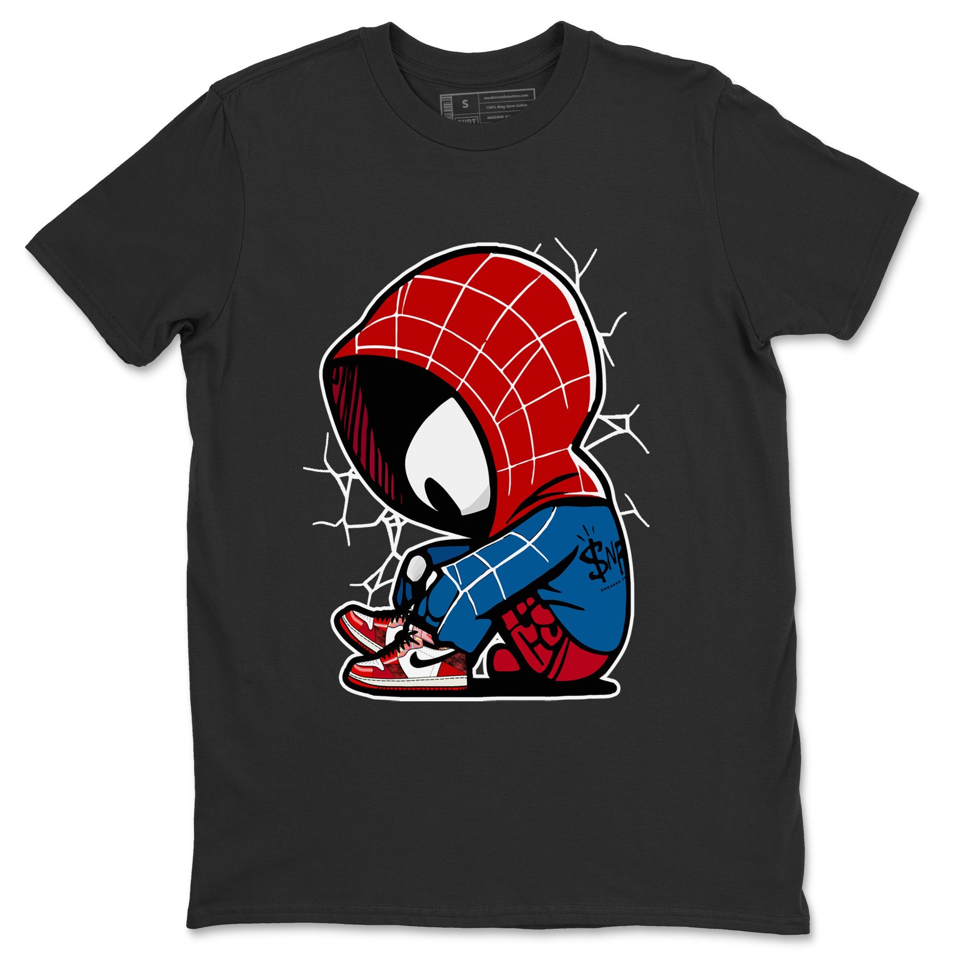 Air Jordan 1 Spider Man Sneaker Match Tees Baby Spider Sneaker Release Tees Spider-Man: Across the Spider-Verse x Air Jordan 1 Sneaker Release Tees Unisex Shirts Black 2