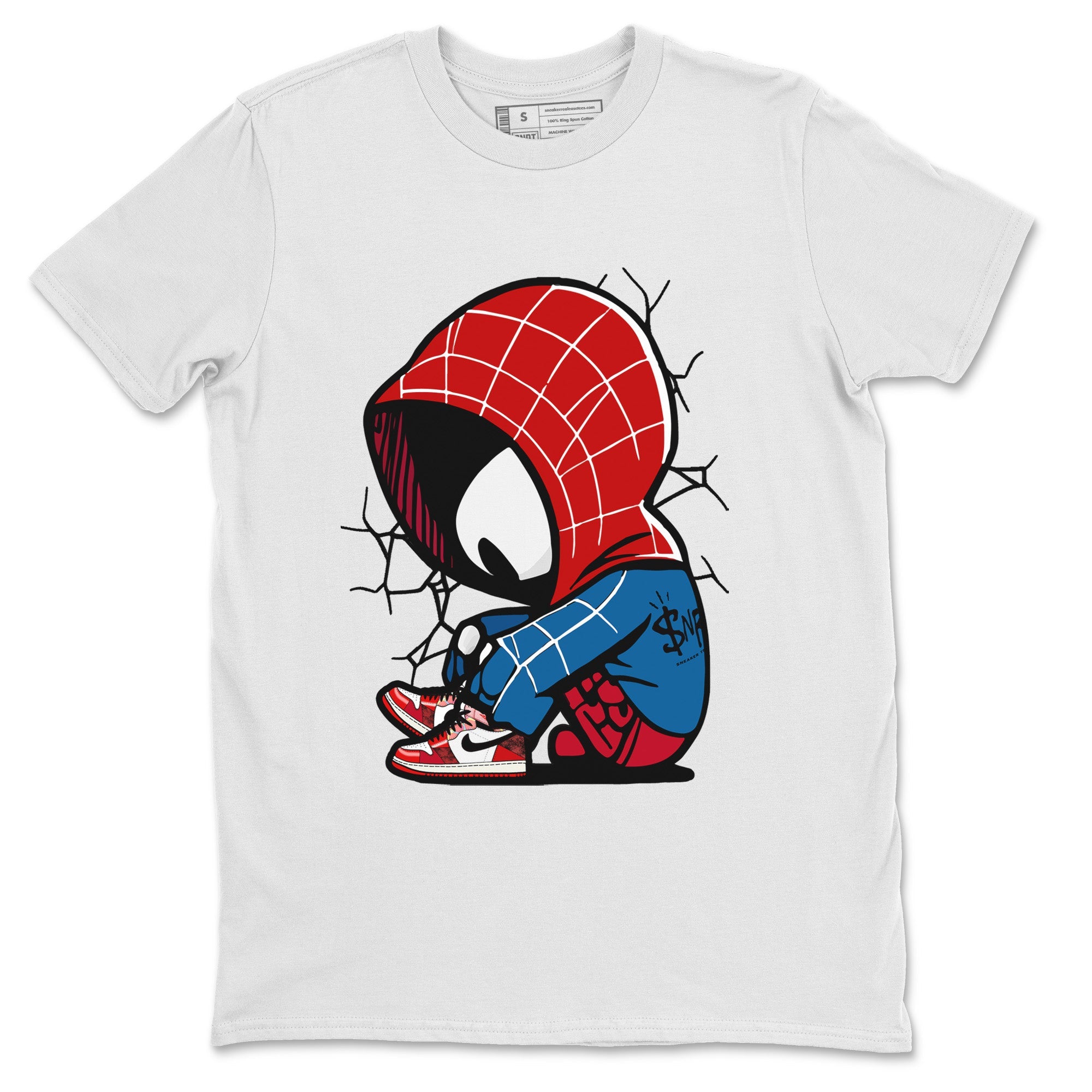Air Jordan 1 Spider Man Sneaker Match Tees Baby Spider Sneaker Release Tees Spider-Man: Across the Spider-Verse x Air Jordan 1 Sneaker Release Tees Unisex Shirts White 2