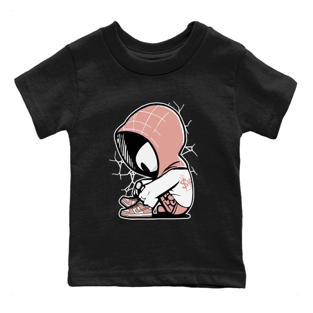 Dunk Low WMNS Rose Whisper shirt to match jordans Baby Spider Streetwear Sneaker Shirt Dunk Rose Whisper Drip Gear Zone Sneaker Matching Clothing Baby Toddler Kids Black 2 T-Shirt