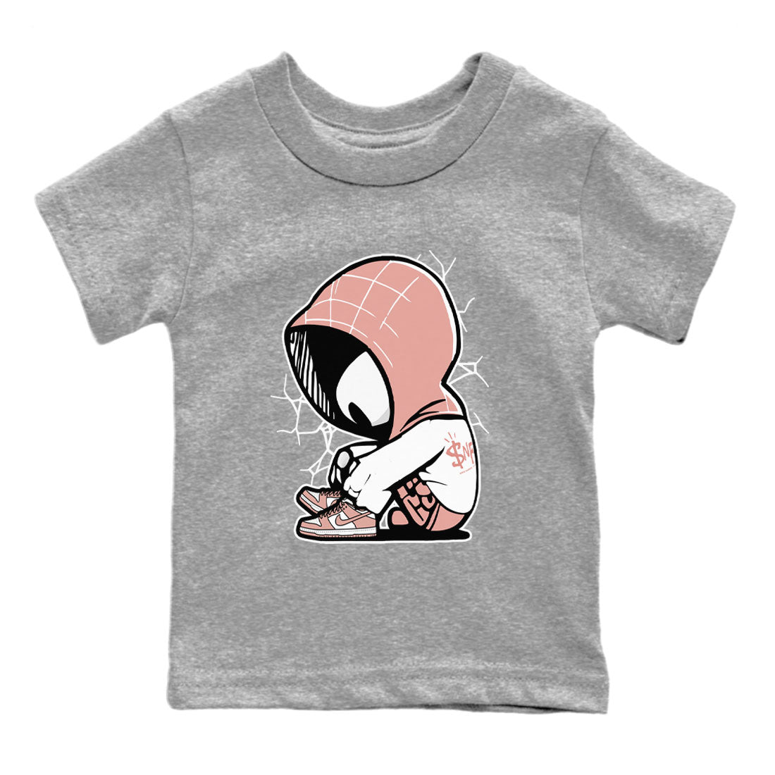 Dunk Low WMNS Rose Whisper shirt to match jordans Baby Spider Streetwear Sneaker Shirt Dunk Rose Whisper Drip Gear Zone Sneaker Matching Clothing Baby Toddler Kids Heather Grey 2 T-Shirt