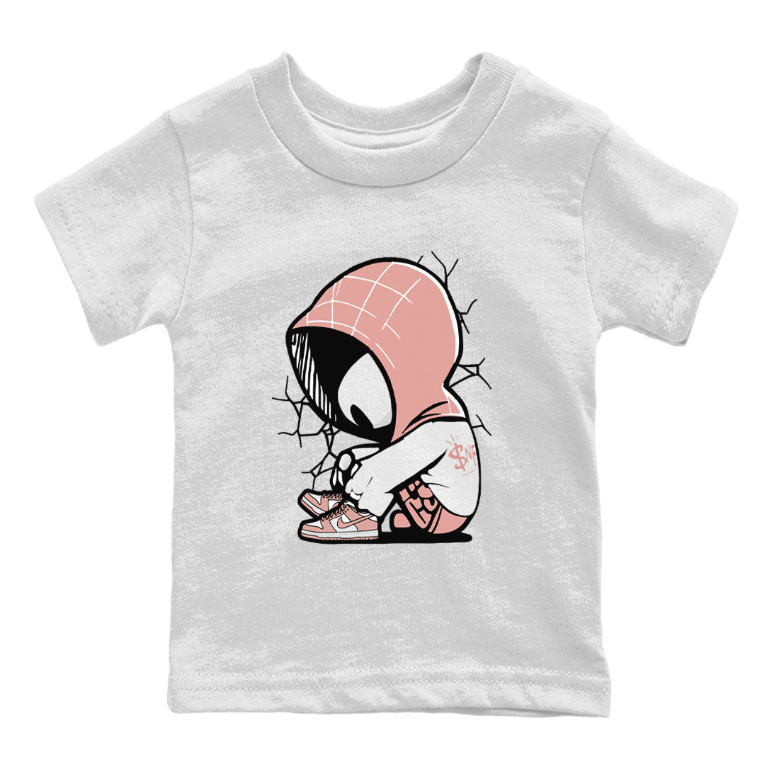Dunk Low WMNS Rose Whisper shirt to match jordans Baby Spider Streetwear Sneaker Shirt Dunk Rose Whisper Drip Gear Zone Sneaker Matching Clothing Baby Toddler Kids White 2 T-Shirt