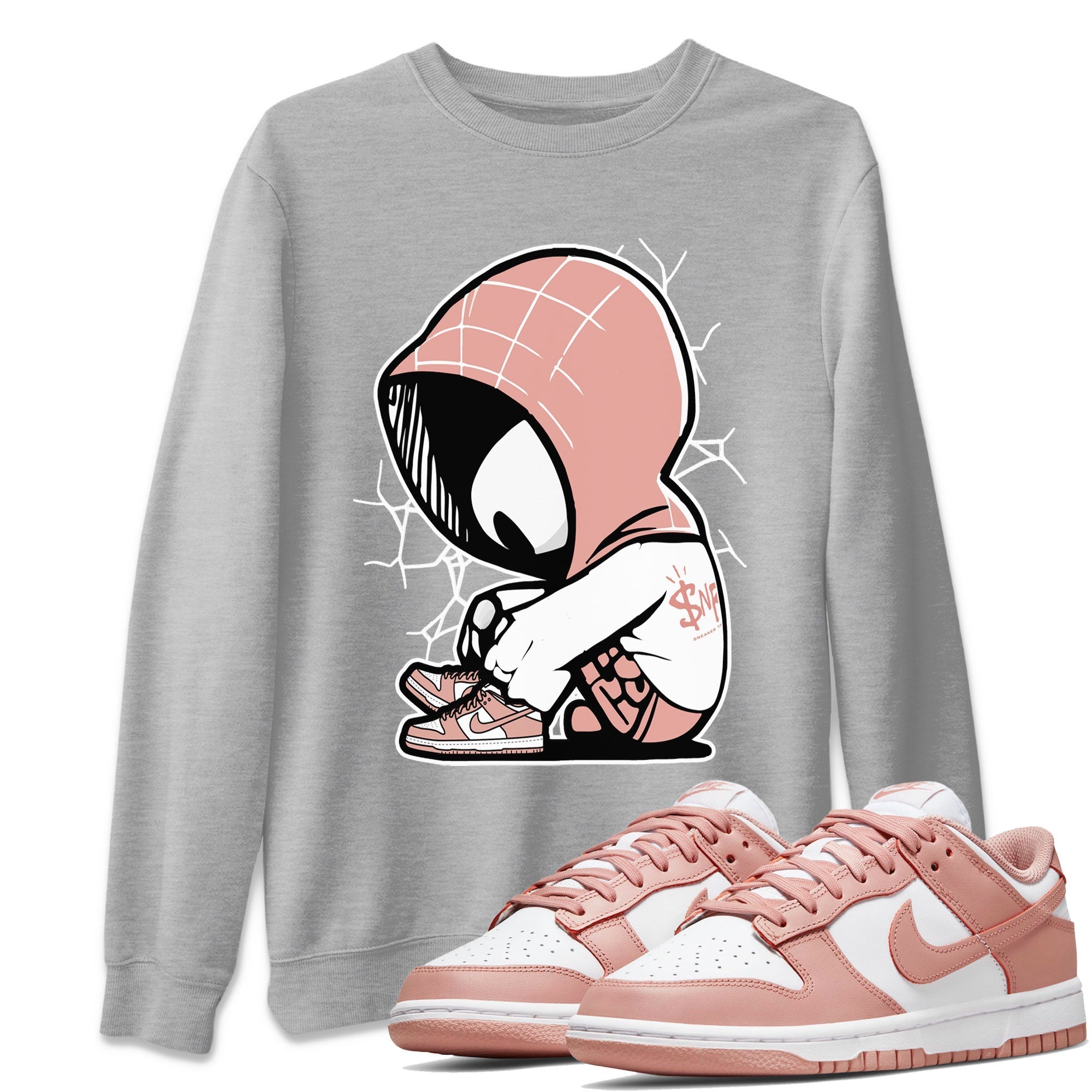 Dunk Low WMNS Rose Whisper shirt to match jordans Baby Spider Streetwear Sneaker Shirt Dunk Rose Whisper Drip Gear Zone Sneaker Matching Clothing Casual Unisex shirts Heather Grey 1 T-Shirt
