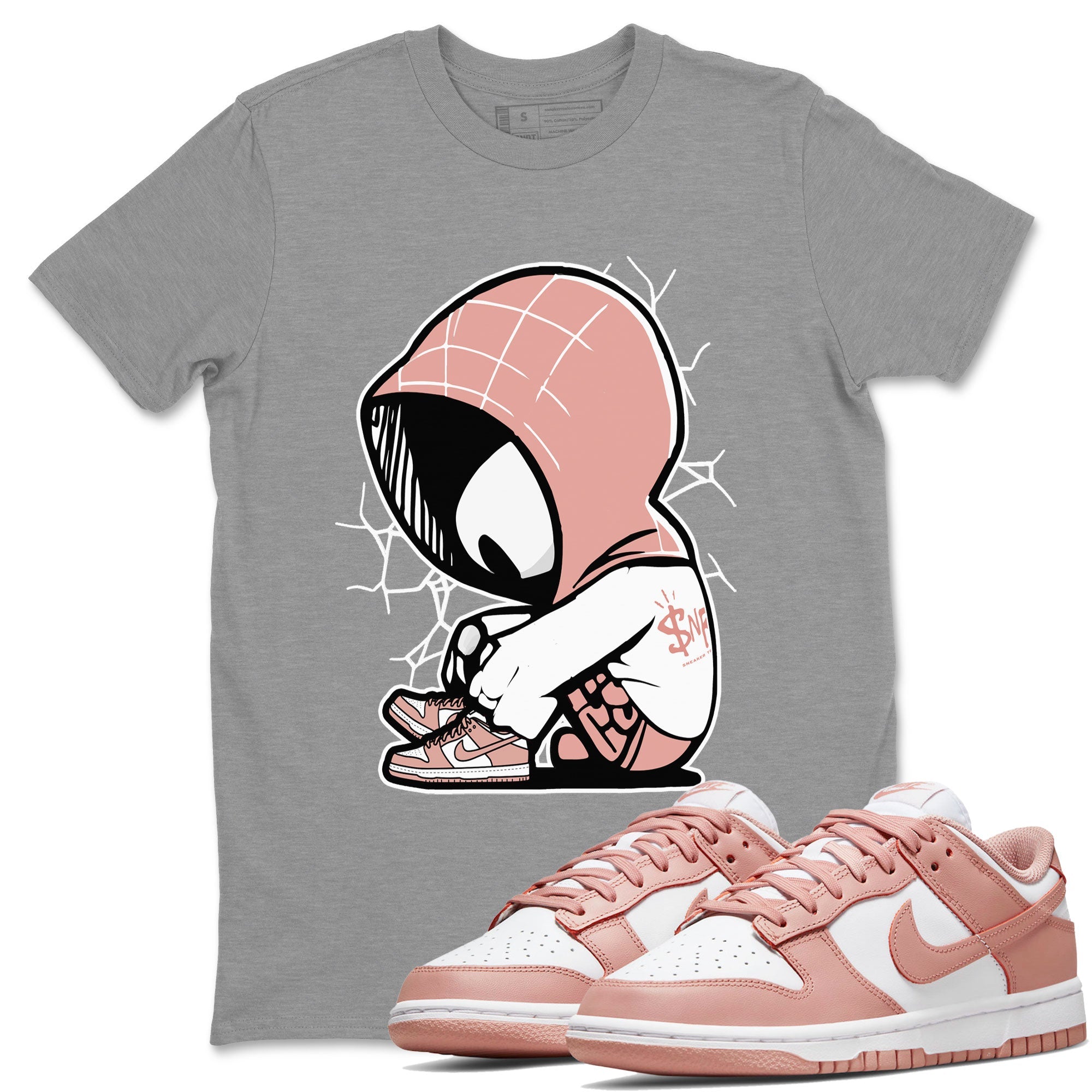 Dunk Low WMNS Rose Whisper shirt to match jordans Baby Spider Streetwear Sneaker Shirt Dunk Rose Whisper Drip Gear Zone Sneaker Matching Clothing Casual Unisex shirts Heather Grey 1 T-Shirt