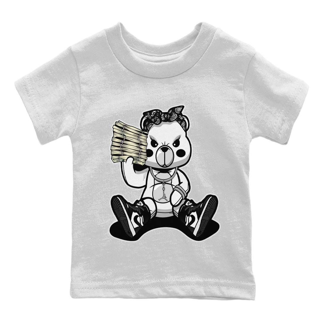 Jordan 1 Black White Sneaker Match Tees Bad Baby Bear Sneaker Tees Jordan 1 Black White Jordan to match sneaker T-Shirt Kids Shirts