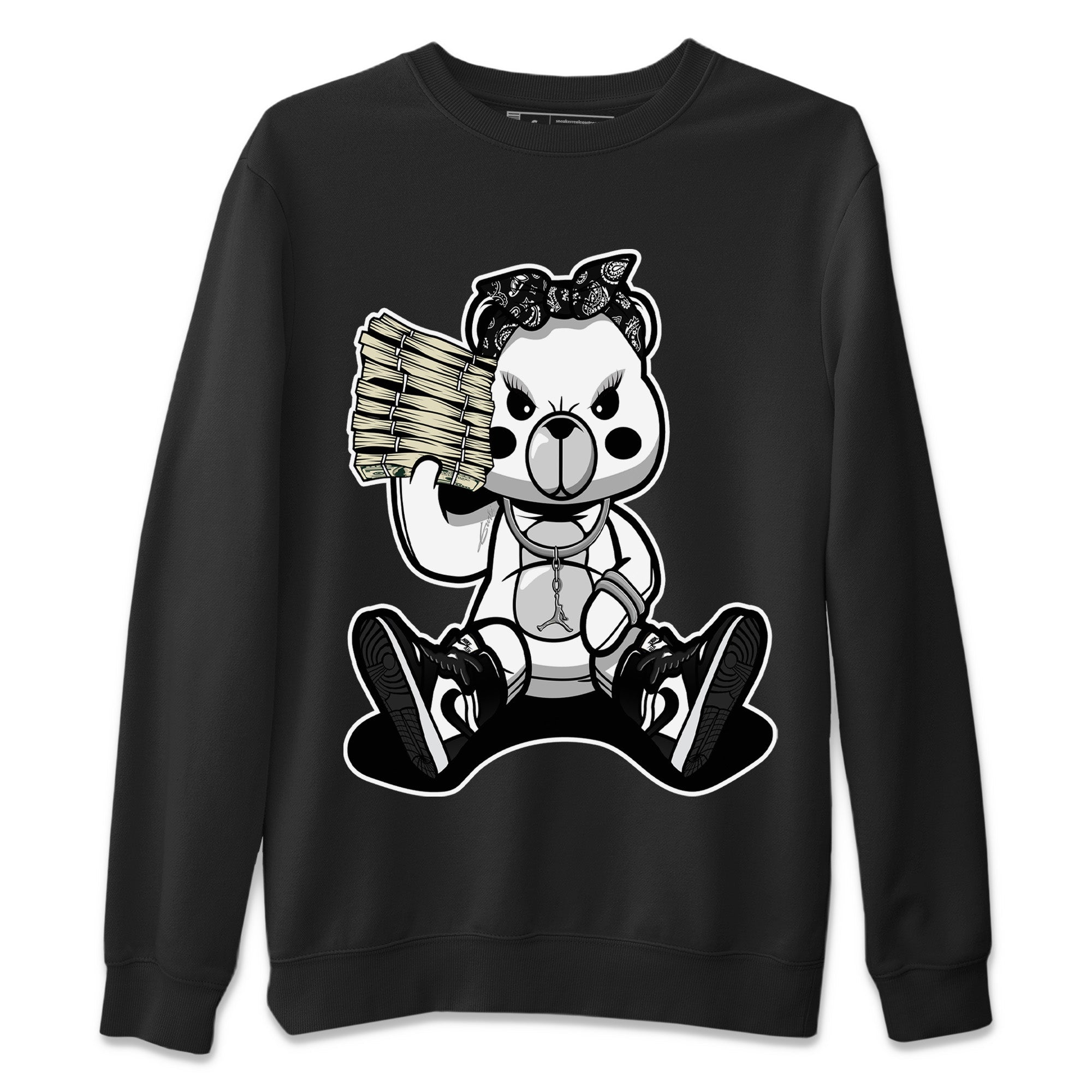 Jordan 1 Black White Sneaker Match Tees Bad Baby Bear Sneaker Tees Jordan 1 Black White Jordan to match sneaker T-Shirt Crew Neck Shirts