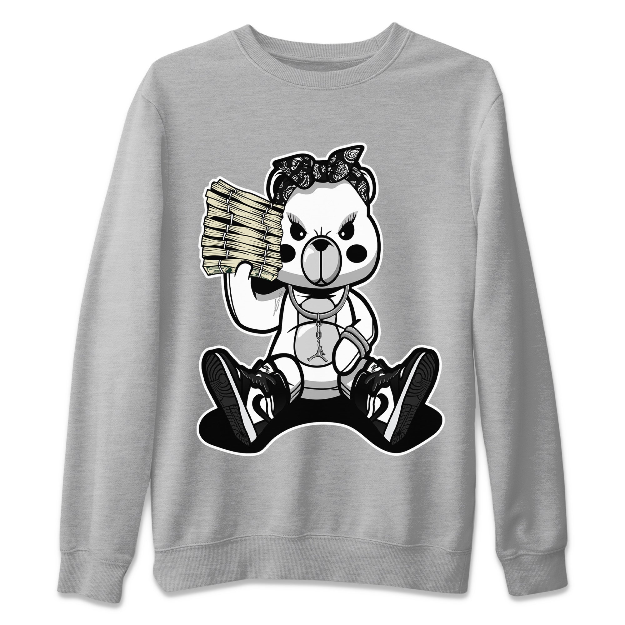 Jordan 1 Black White Sneaker Match Tees Bad Baby Bear Sneaker Tees Jordan 1 Black White Jordan to match sneaker T-Shirt Crew Neck Shirts