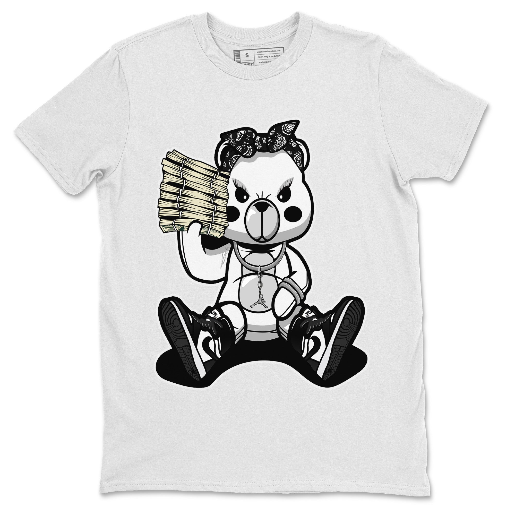 Jordan 1 Black White Sneaker Match Tees Bad Baby Bear Sneaker Tees Jordan 1 Black White Jordan to match sneaker T-Shirt Crew Neck Shirts
