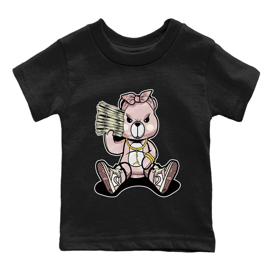Air Jordan 1 Washed Pink Sneaker Match Tees Bad Baby Bear Streetwear Sneaker Shirt Air Jordan 1 High OG WMNS Washed Pink Sneaker Release Tees Kids Shirts Black 2
