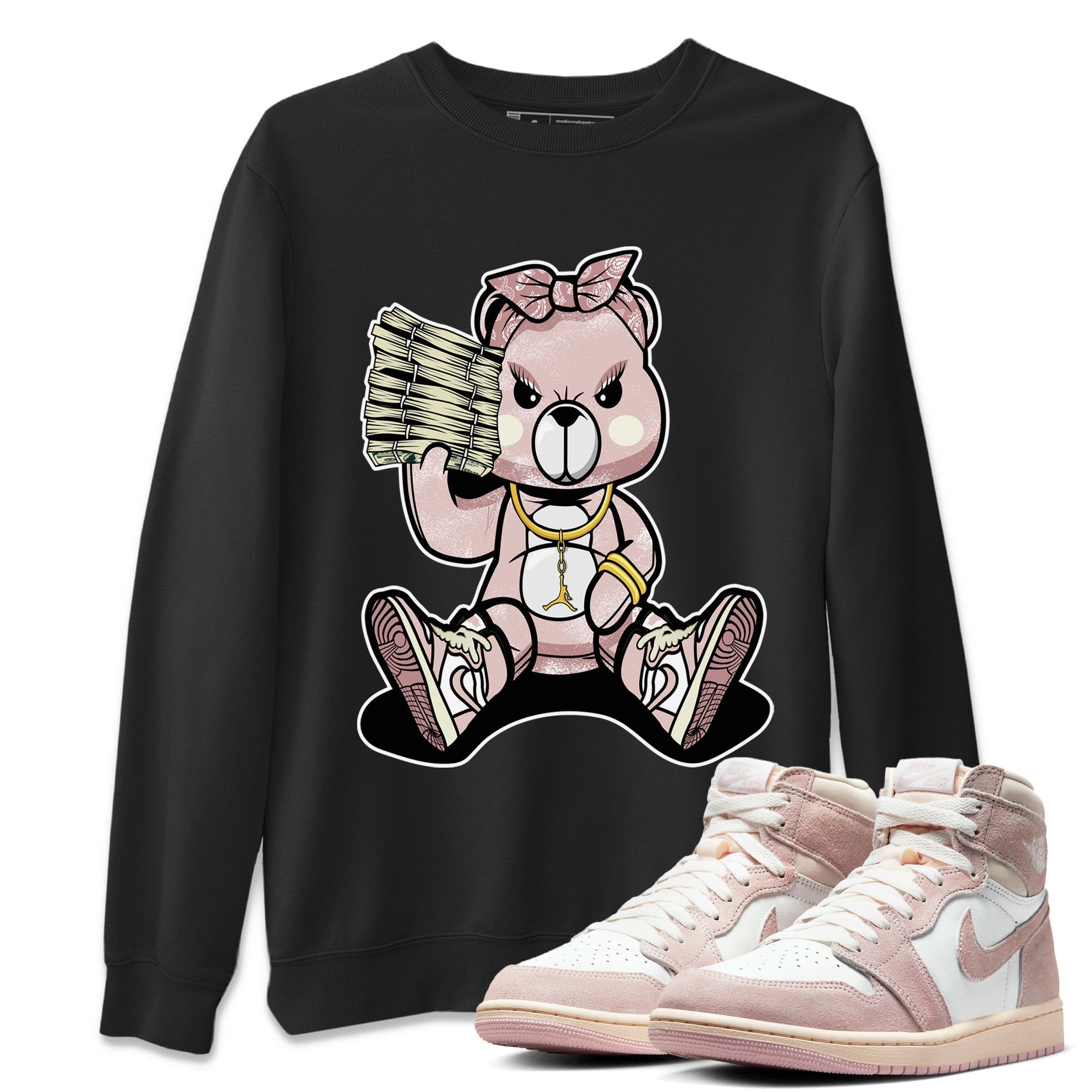 Air Jordan 1 Washed Pink Sneaker Match Tees Bad Baby Bear Streetwear Sneaker Shirt Air Jordan 1 High OG WMNS Washed Pink Sneaker Release Tees Unisex Shirts Black 1