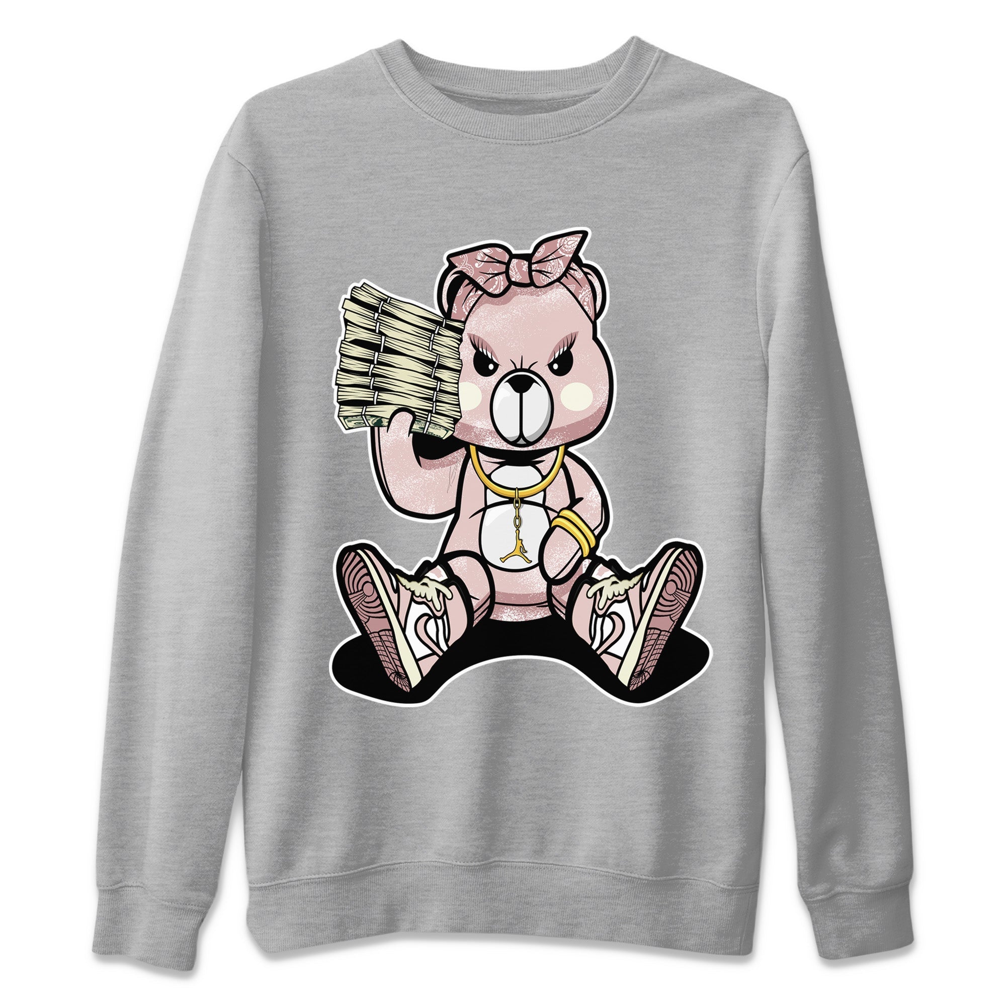 Air Jordan 1 Washed Pink Sneaker Match Tees Bad Baby Bear Streetwear Sneaker Shirt Air Jordan 1 High OG WMNS Washed Pink Sneaker Release Tees Unisex Shirts Heather Grey 2