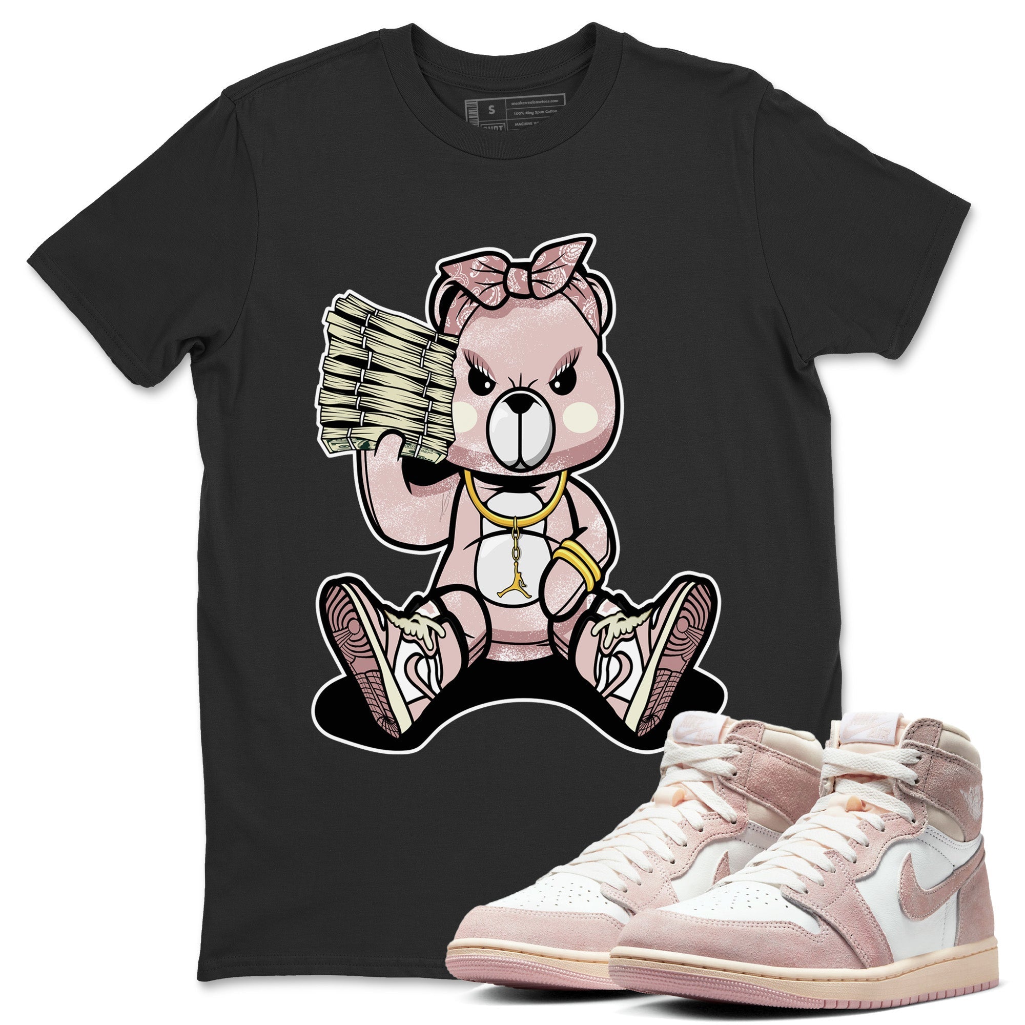 Air Jordan 1 Washed Pink Sneaker Match Tees Bad Baby Bear Streetwear Sneaker Shirt Air Jordan 1 High OG WMNS Washed Pink Sneaker Release Tees Unisex Shirts Black 1