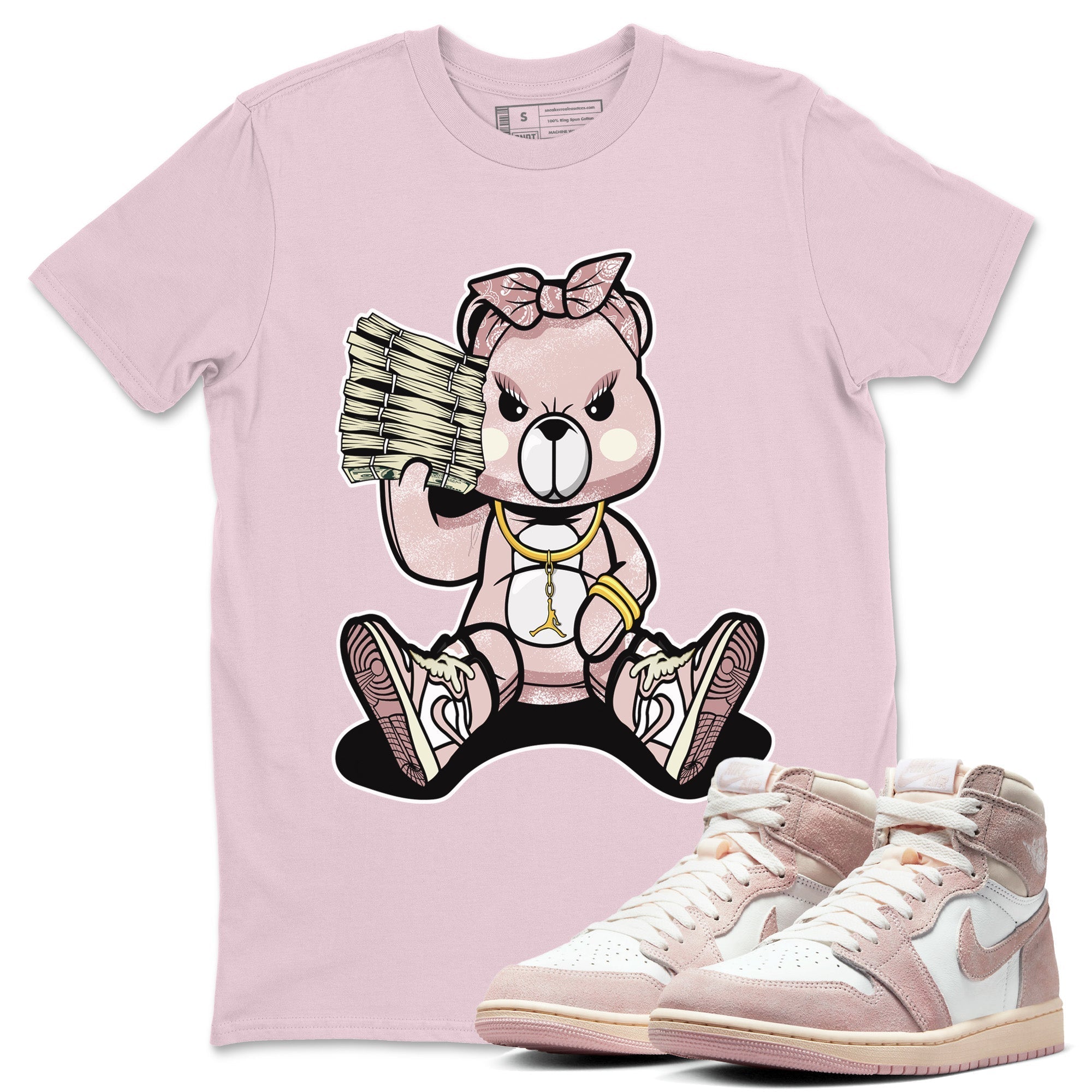 Air Jordan 1 Washed Pink Sneaker Match Tees Bad Baby Bear Streetwear Sneaker Shirt Air Jordan 1 High OG WMNS Washed Pink Sneaker Release Tees Unisex Shirts Pink 1