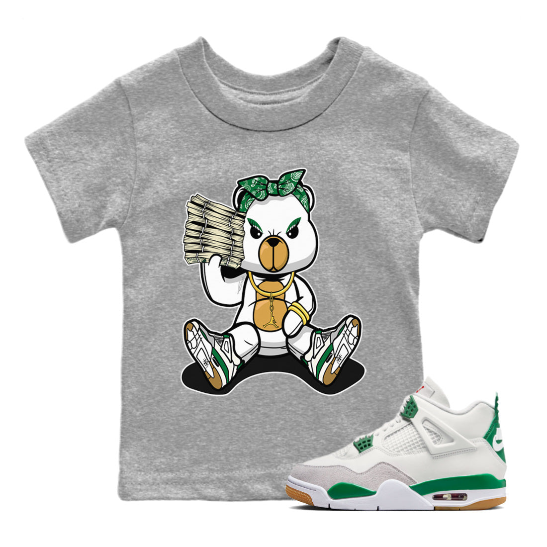 Air Jordan 4 Pine Green Bad Baby Bear Baby and Kids Streetwear Sneaker Shirt Nike SB Air Jordan 4 Pine Green Kids Streetwear Sneaker Shirt Size Chart