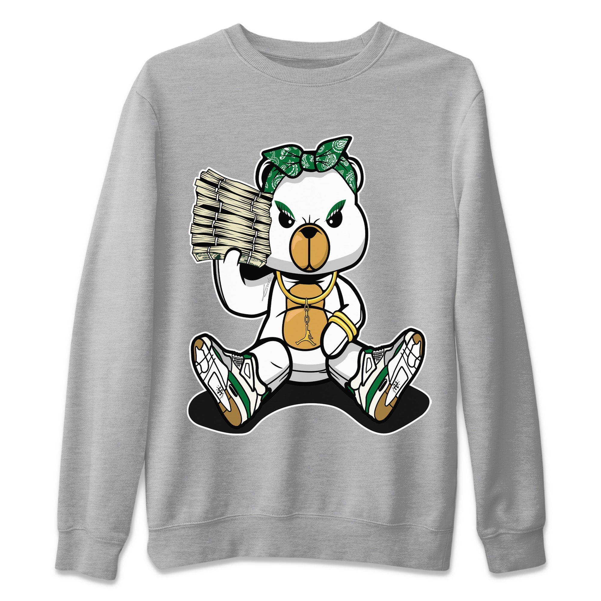 Air Jordan 4 Pine Green Sneaker Match Tees Bad Baby Bear Streetwear Sneaker Shirt Nike SB Air Jordan 4 Pine Green Sneaker Release Tees Unisex Shirts Heather Grey 2