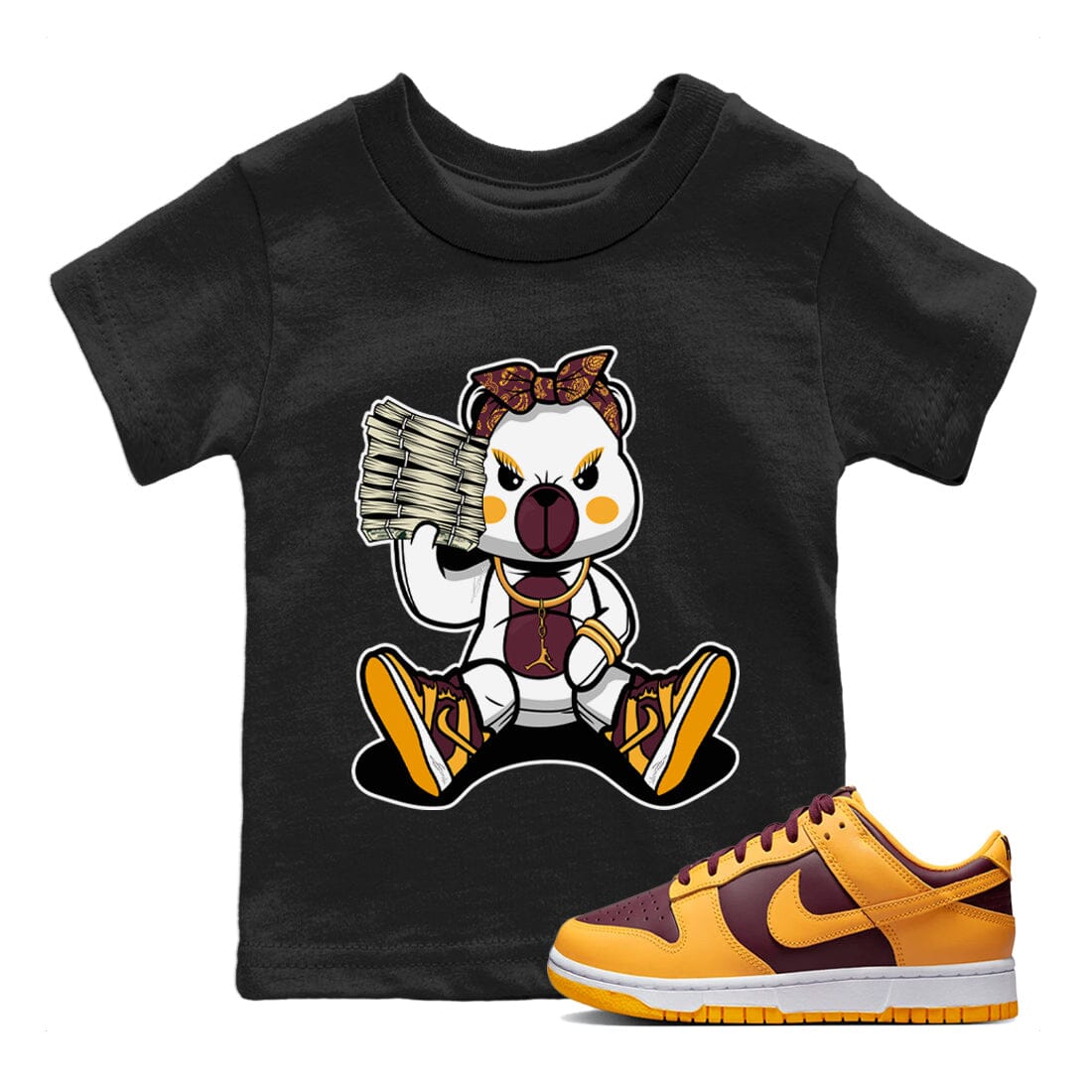 Dunk Arizona State Sneaker Match Tees Bad Baby Bear Sneaker Tees Dunk Arizona State Jordan to match sneaker T-Shirt Kids Shirts