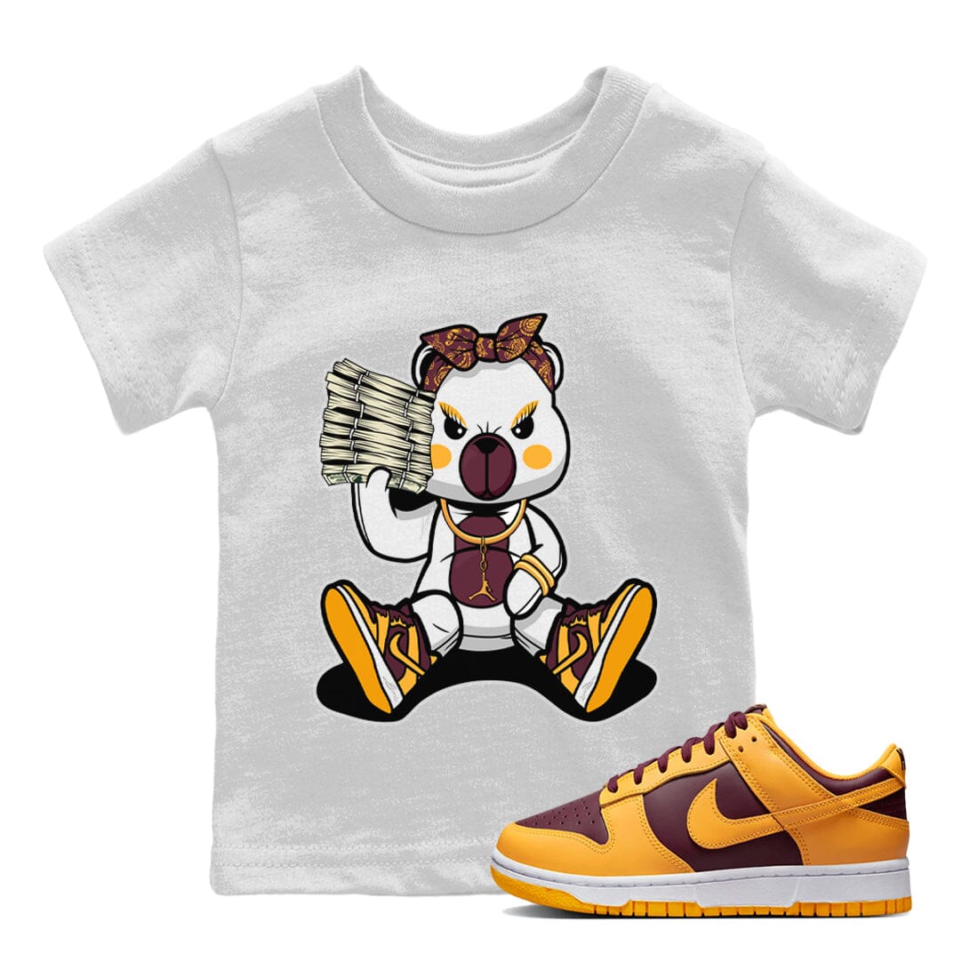 Dunk Arizona State Sneaker Match Tees Bad Baby Bear Sneaker Tees Dunk Arizona State Jordan to match sneaker T-Shirt Kids Shirts
