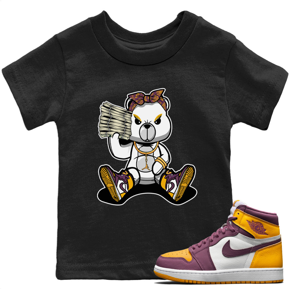 Jordan 1 Brotherhood Sneaker Matching T-Shirt Bad Baby Bear Sneaker Tees Jordan 1 Brotherhood Sneaker Release Tees Kids Shirts