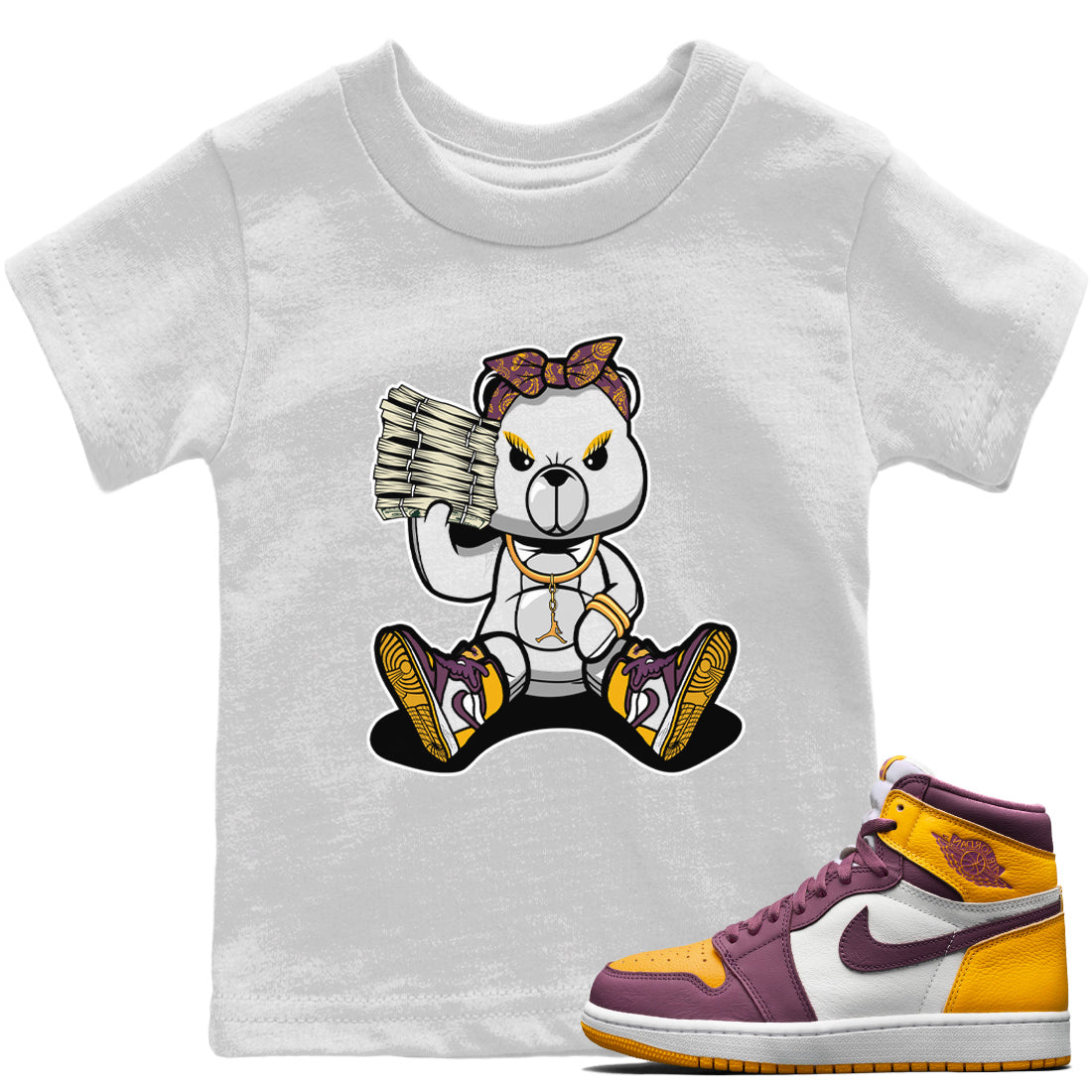 Jordan 1 Brotherhood Sneaker Matching T-Shirt Bad Baby Bear Sneaker Tees Jordan 1 Brotherhood Sneaker Release Tees Kids Shirts