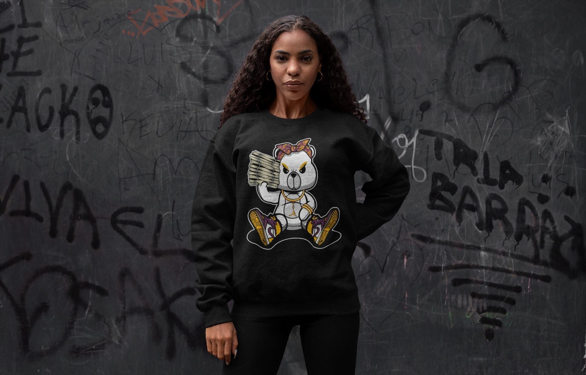 Jordan 1 Brotherhood Sneaker Matching T-Shirt Bad Baby Bear Sneaker Tees Jordan 1 Brotherhood Sneaker Release Tees Crew Neck Tees