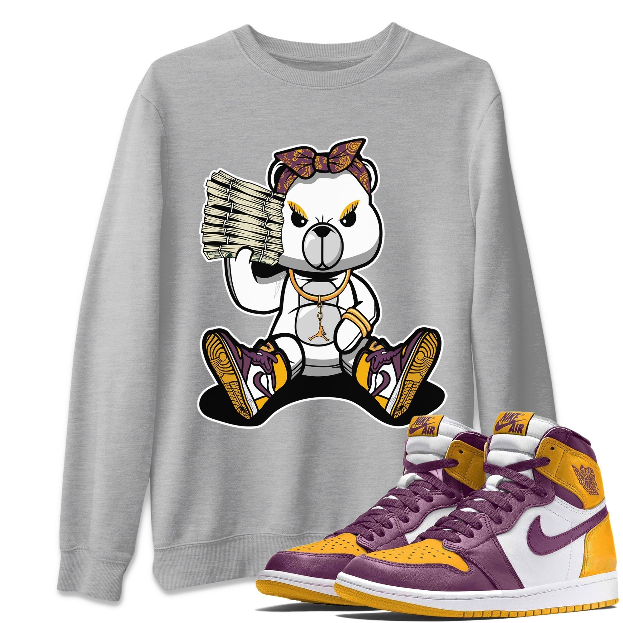 Jordan 1 Brotherhood Sneaker Matching T-Shirt Bad Baby Bear Sneaker Tees Jordan 1 Brotherhood Sneaker Release Tees Crew Neck Tees