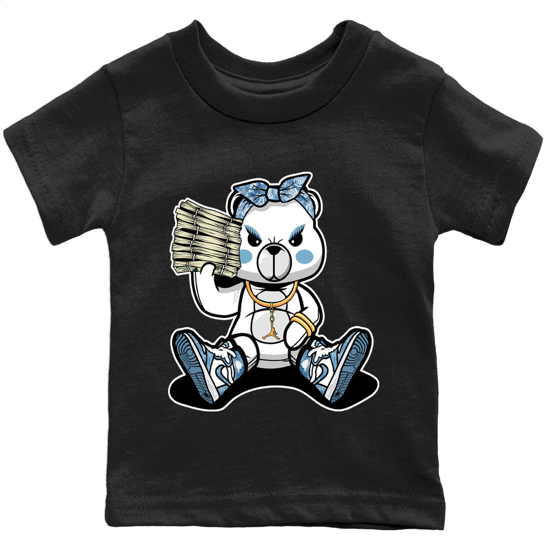 Jordan 1 Denim Sneaker Matching T-Shirt Bad Baby Bear Sneaker Tees Jordan 1 Denim Sneaker Release Tees Kids Shirts
