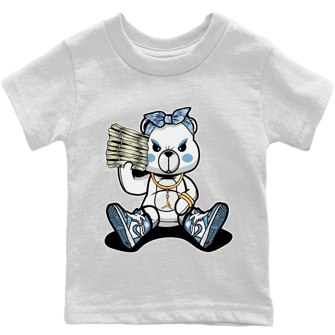 Jordan 1 Denim Sneaker Matching T-Shirt Bad Baby Bear Sneaker Tees Jordan 1 Denim Sneaker Release Tees Kids Shirts