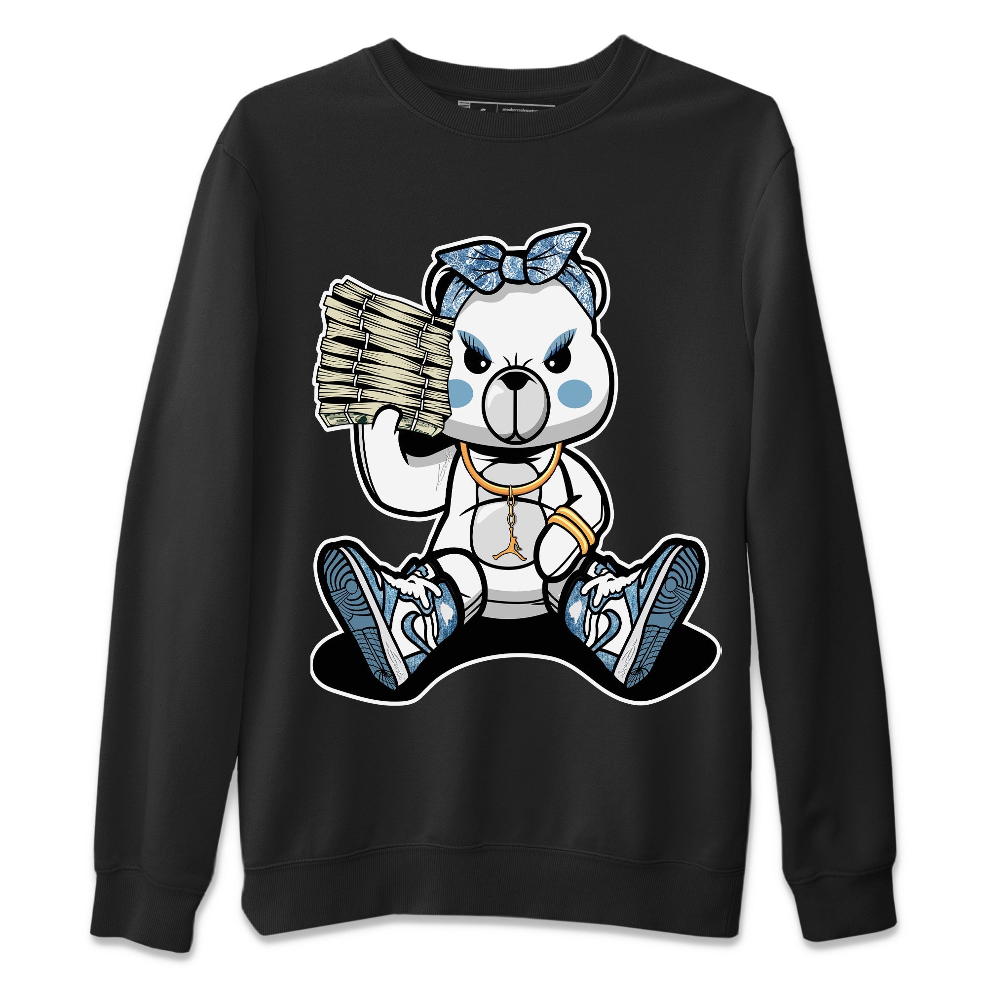 Jordan 1 Denim Sneaker Matching T-Shirt Bad Baby Bear Sneaker Tees Jordan 1 Denim Sneaker Release Tees Crew Neck Tees